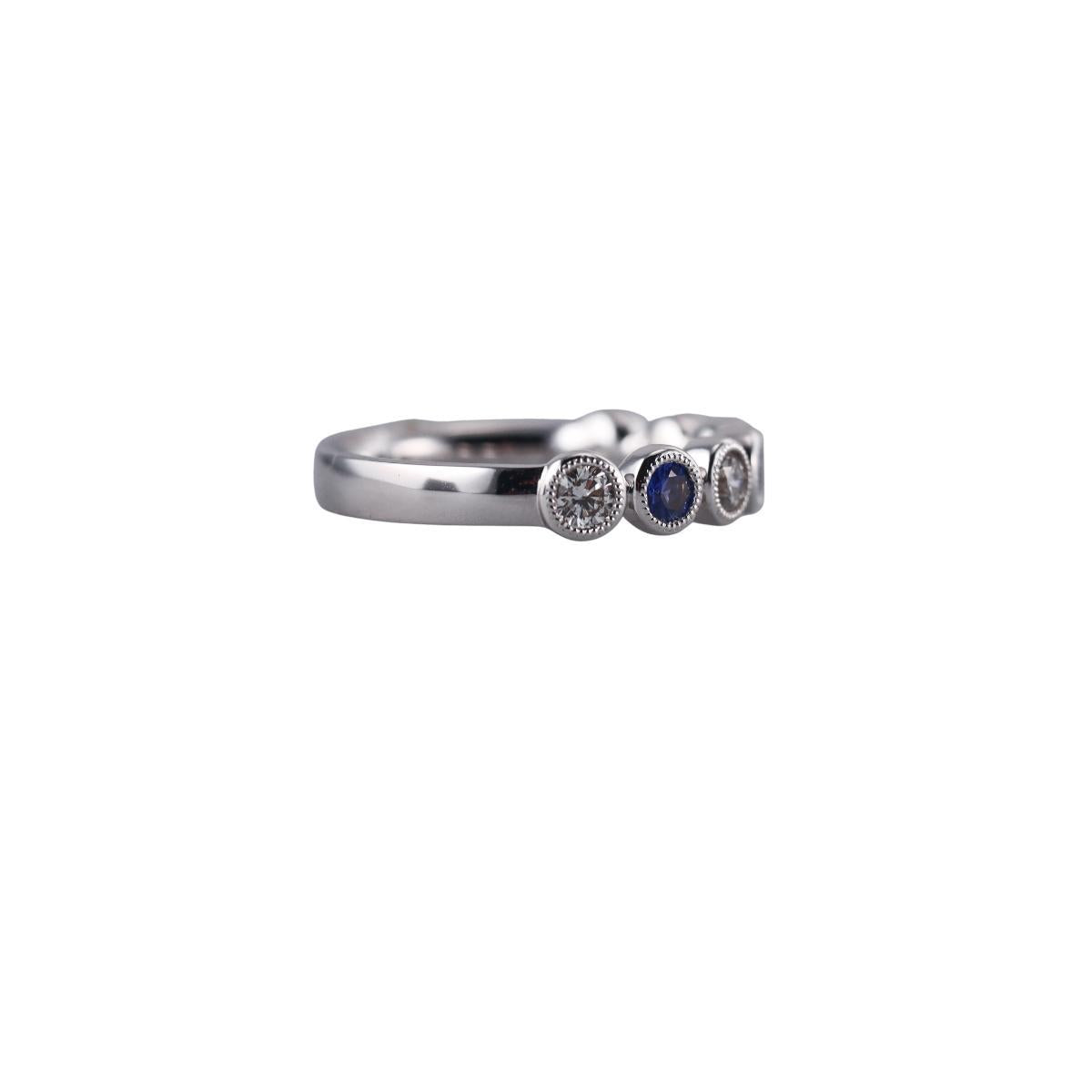 Memoire Toujours 18k Gold Diamond Sapphire Half Band Ring