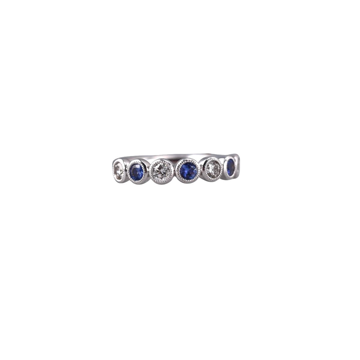 Memoire Toujours 18k Gold Diamond Sapphire Half Band Ring