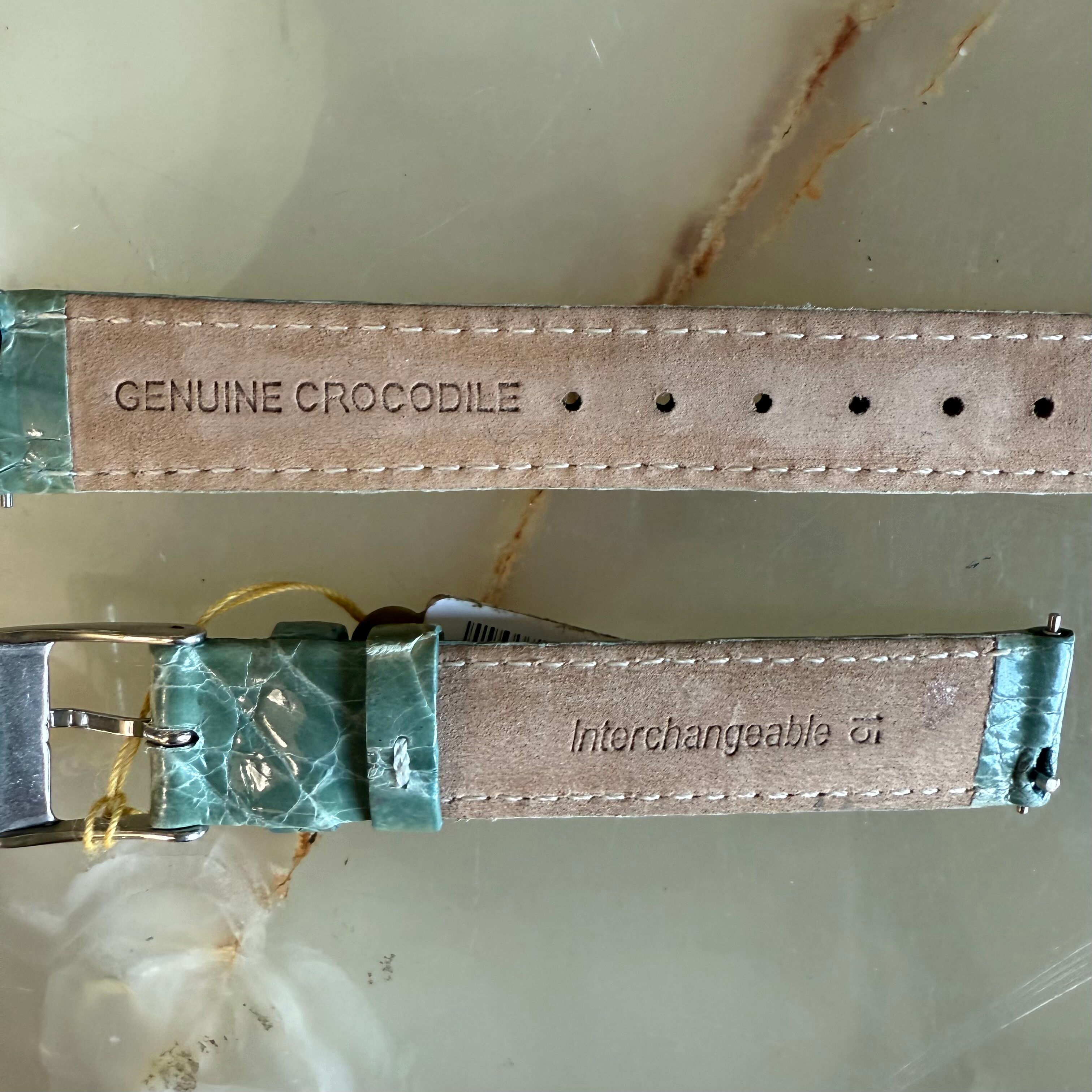 Genuine Crocodile Green Watch Strap Band 15mm Padded & Stitched w Buckle