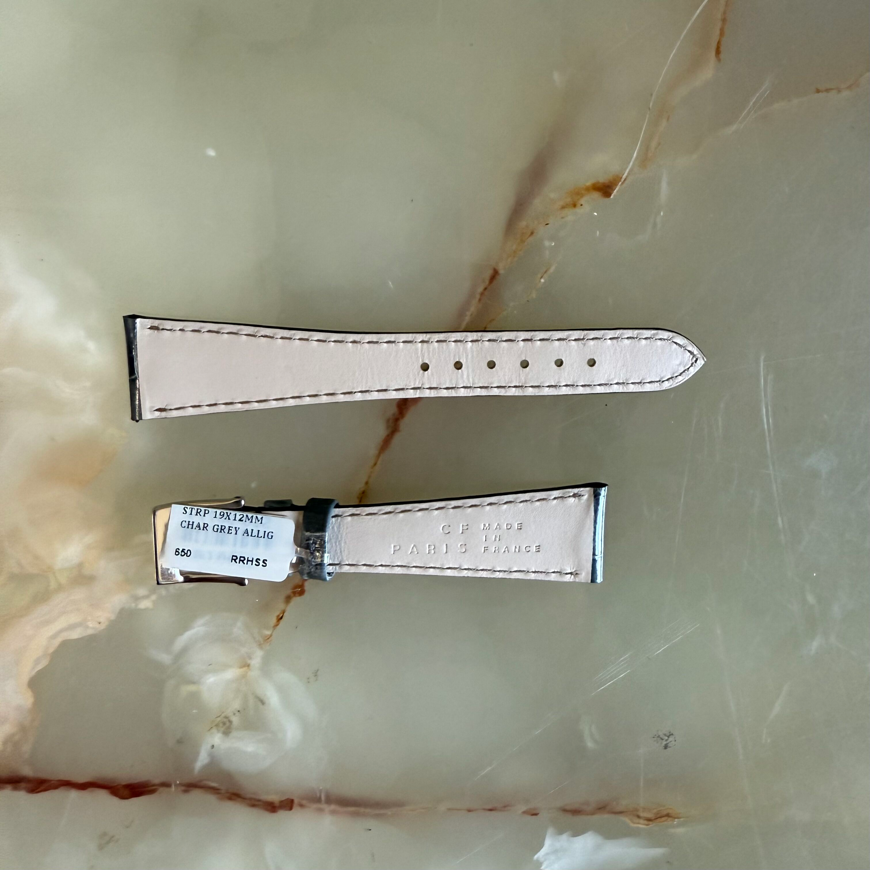 Genuine Crocodile Gray Watch Strap Band 19mm Padded & Stitched w Buckle