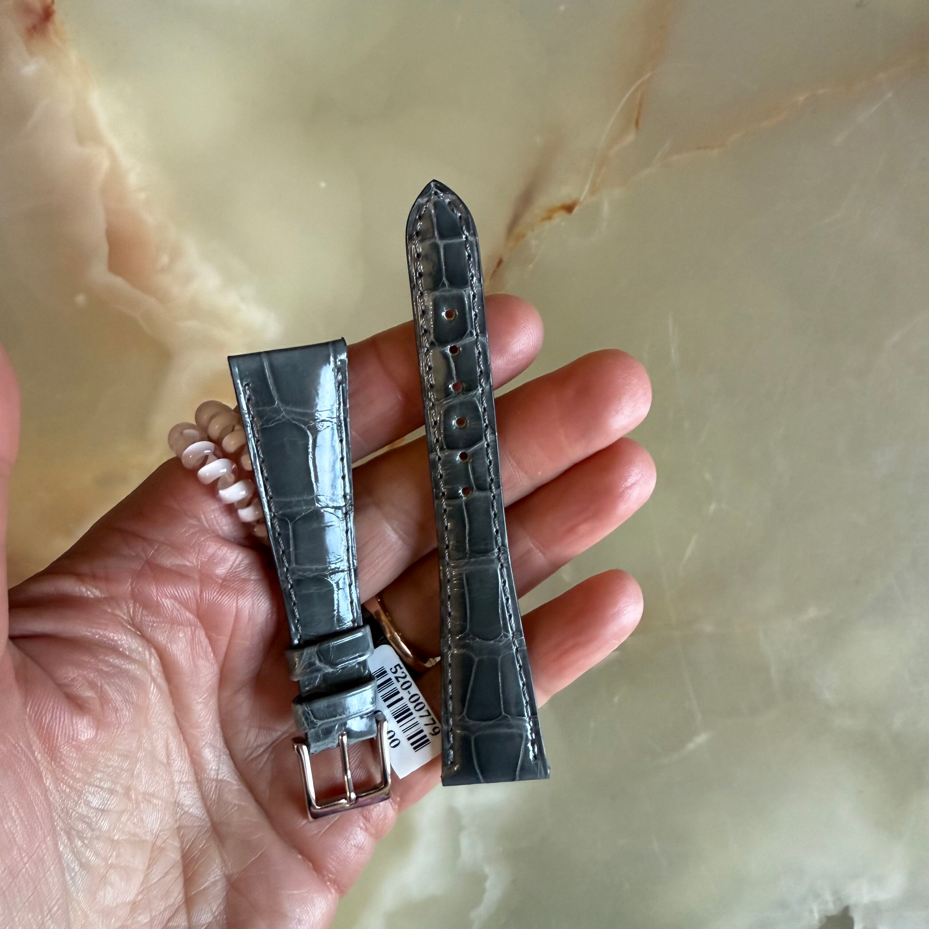 Genuine Crocodile Gray Watch Strap Band 19mm Padded & Stitched w Buckle