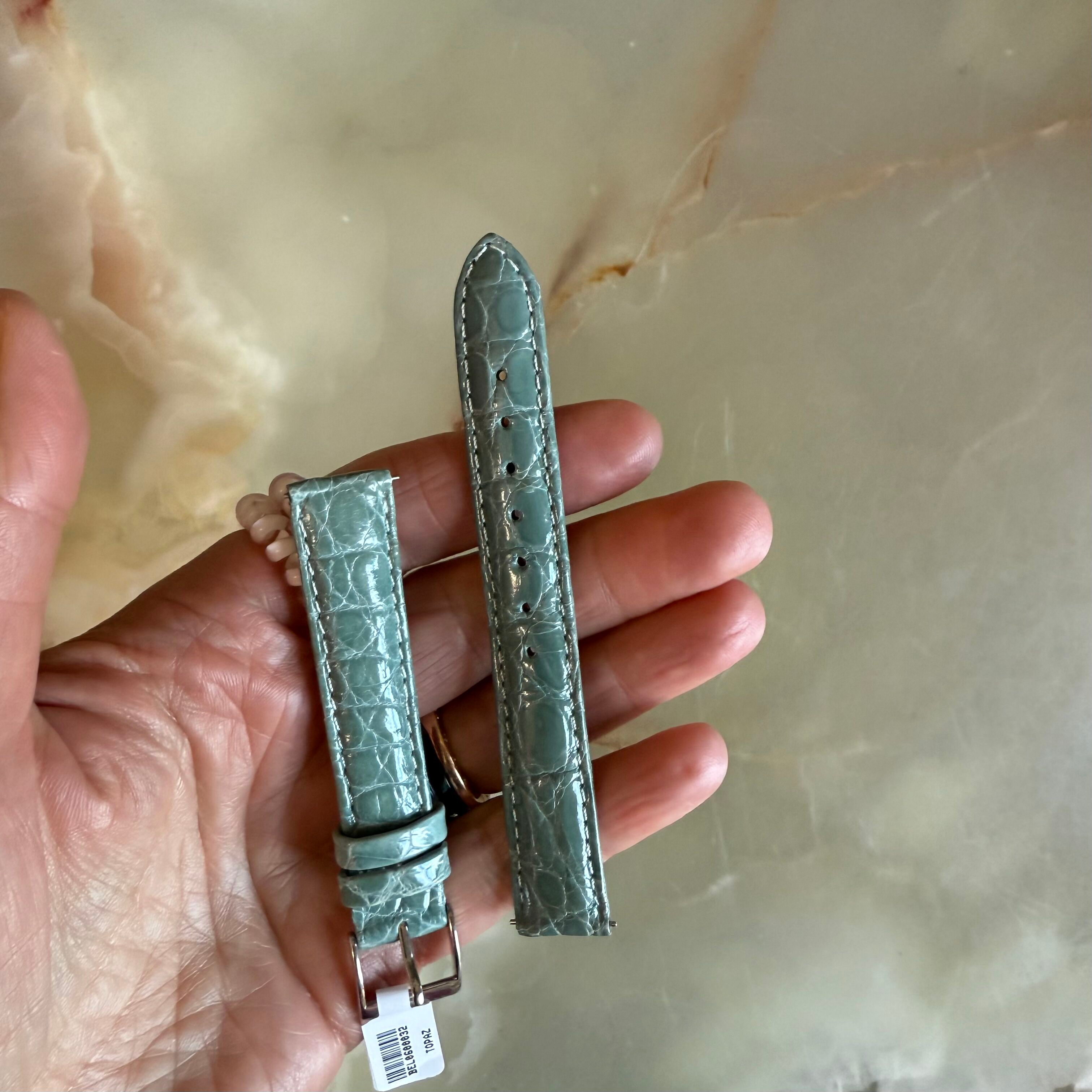 Genuine Crocodile Gray Watch Strap Band 15mm Padded & Stitched w Buckle