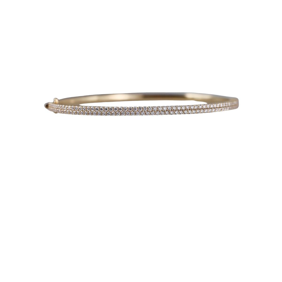 Memoire Paramount 18k Gold Diamond Double Row Bangle Bracelet
