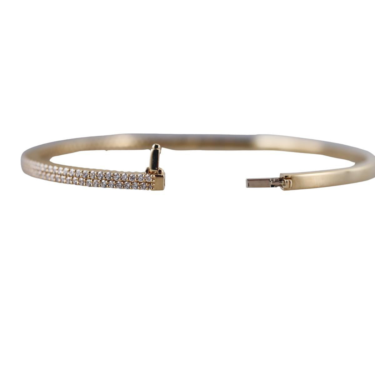Memoire Paramount 18k Gold Diamond Double Row Bangle Bracelet