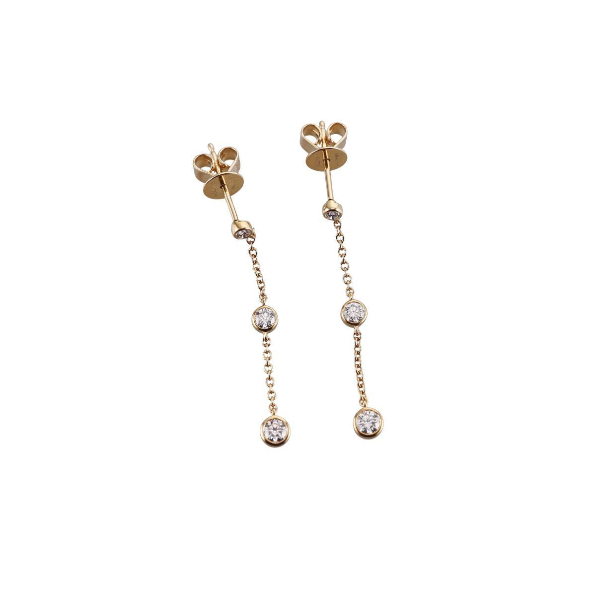 Memoire 18k Gold Diamond Cascade Chain Drop Earrings