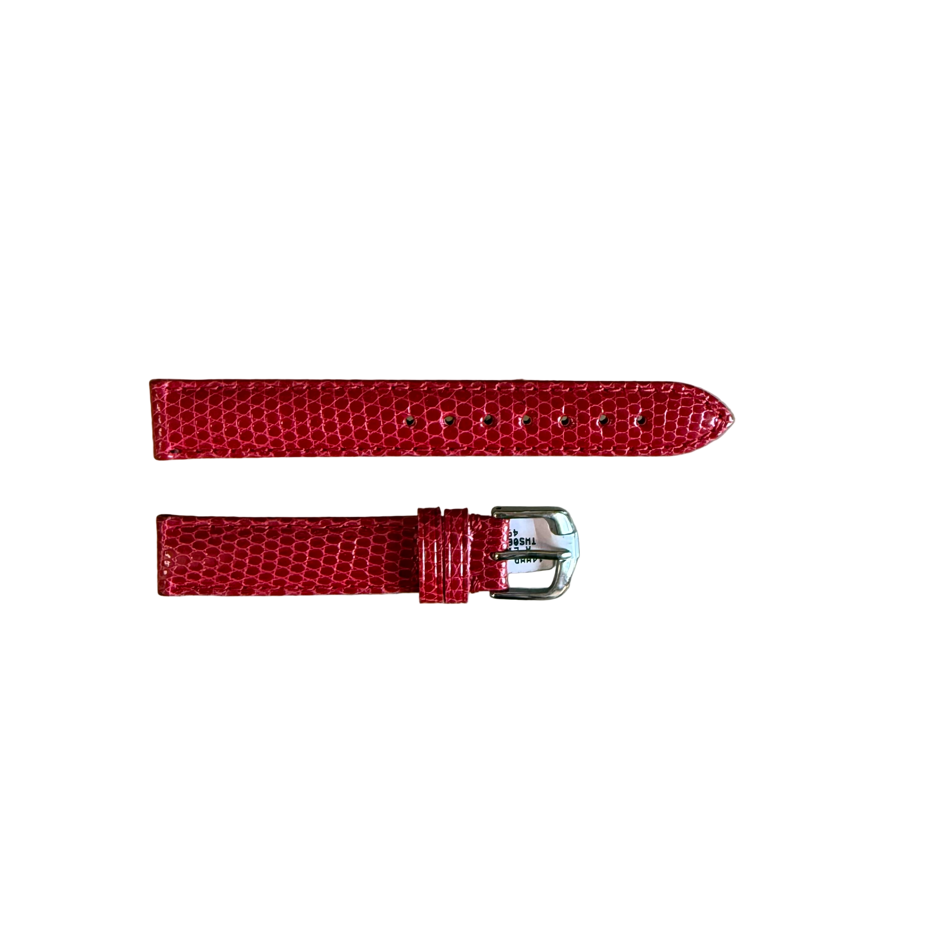 Genuine Lizard Red Watch Strap Band 14mm Padded & Stitched w Buckle
