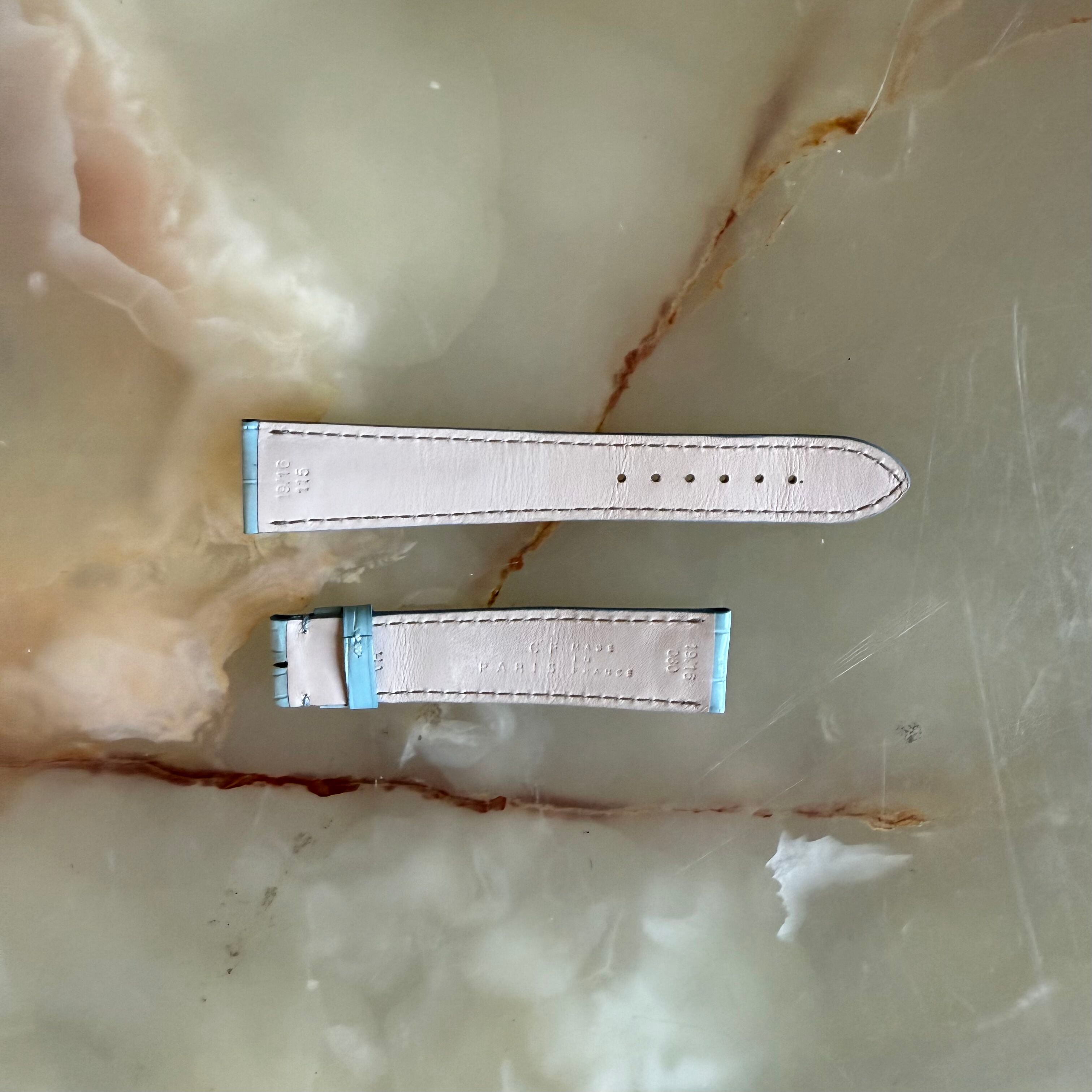 Genuine Alligator Blue Watch Strap Band 19mm Padded & Stitched