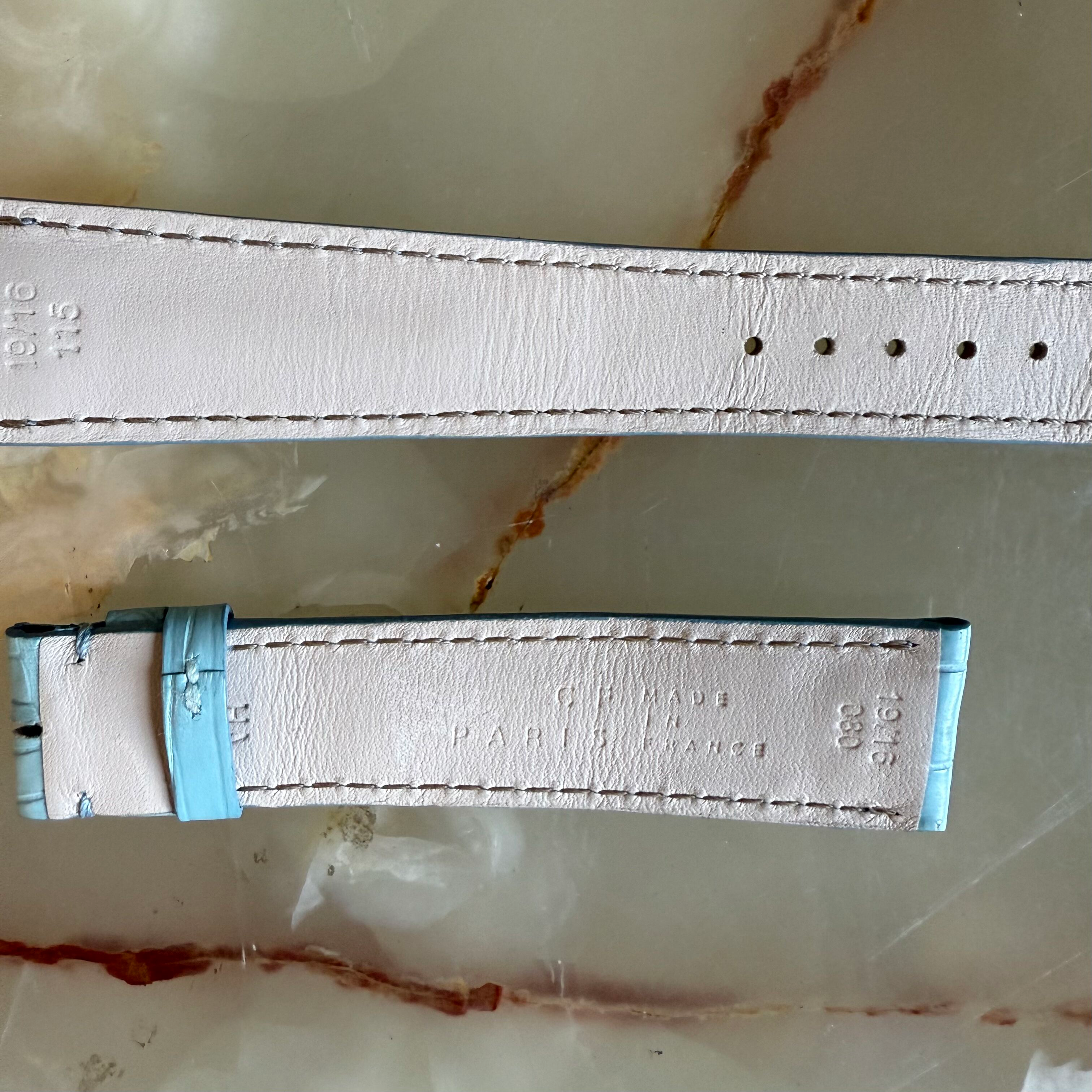 Genuine Alligator Blue Watch Strap Band 19mm Padded & Stitched