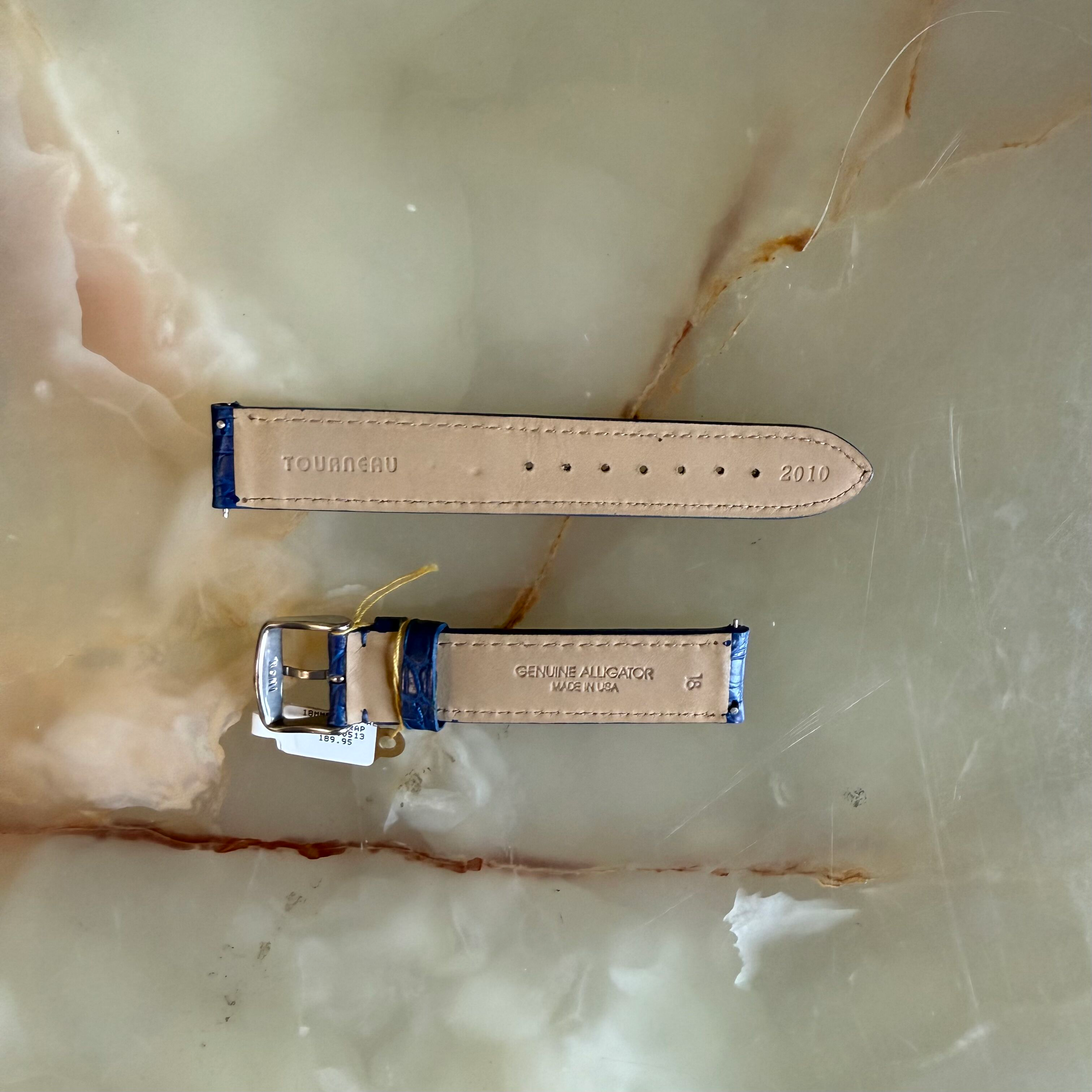 Genuine Alligator Blue Watch Strap Band 18mm Padded & Stitched w Buckle
