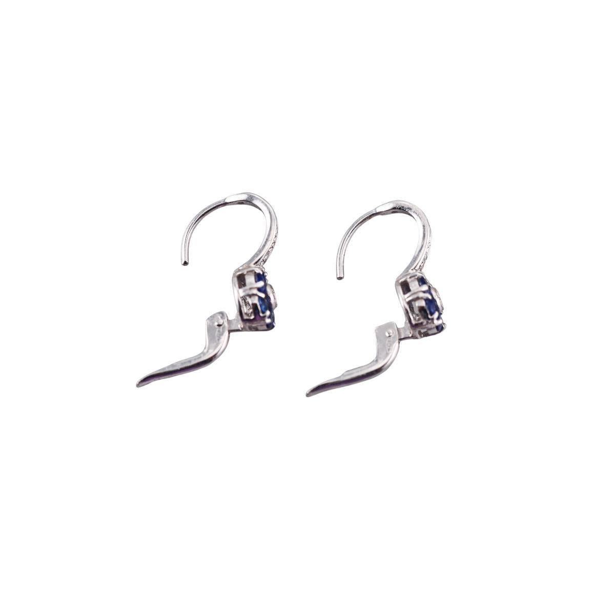 18k Gold Diamond Sapphire Earrings
