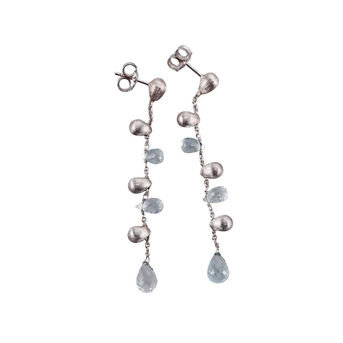 Marco Bicego Paradise Aquamarine Briolette 18k Gold Drop Earrings