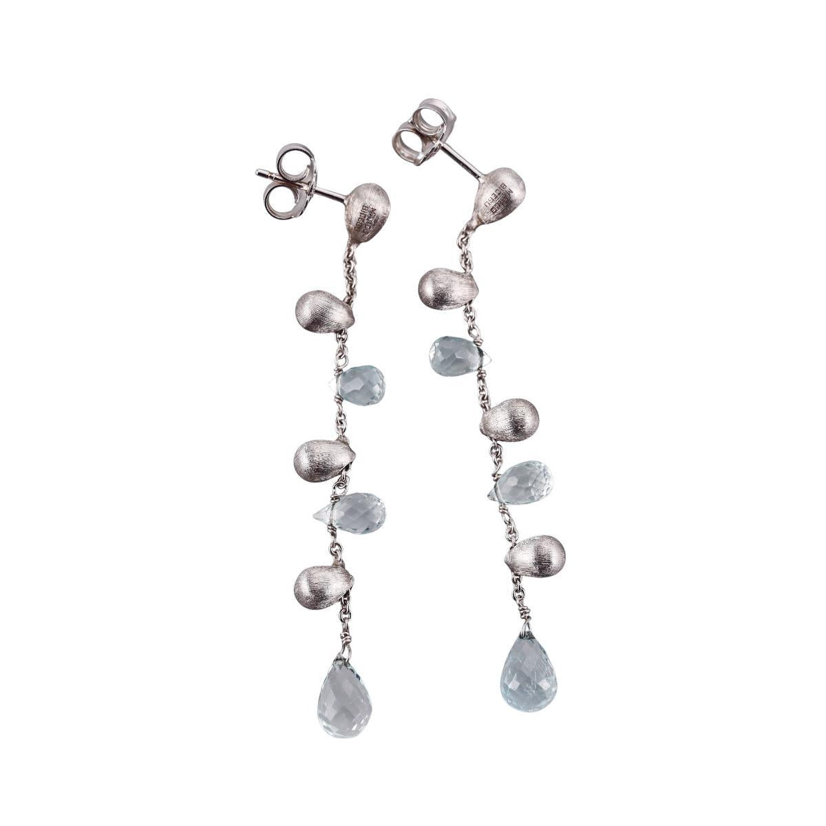 Marco Bicego Paradise Aquamarine Briolette 18k Gold Drop Earrings