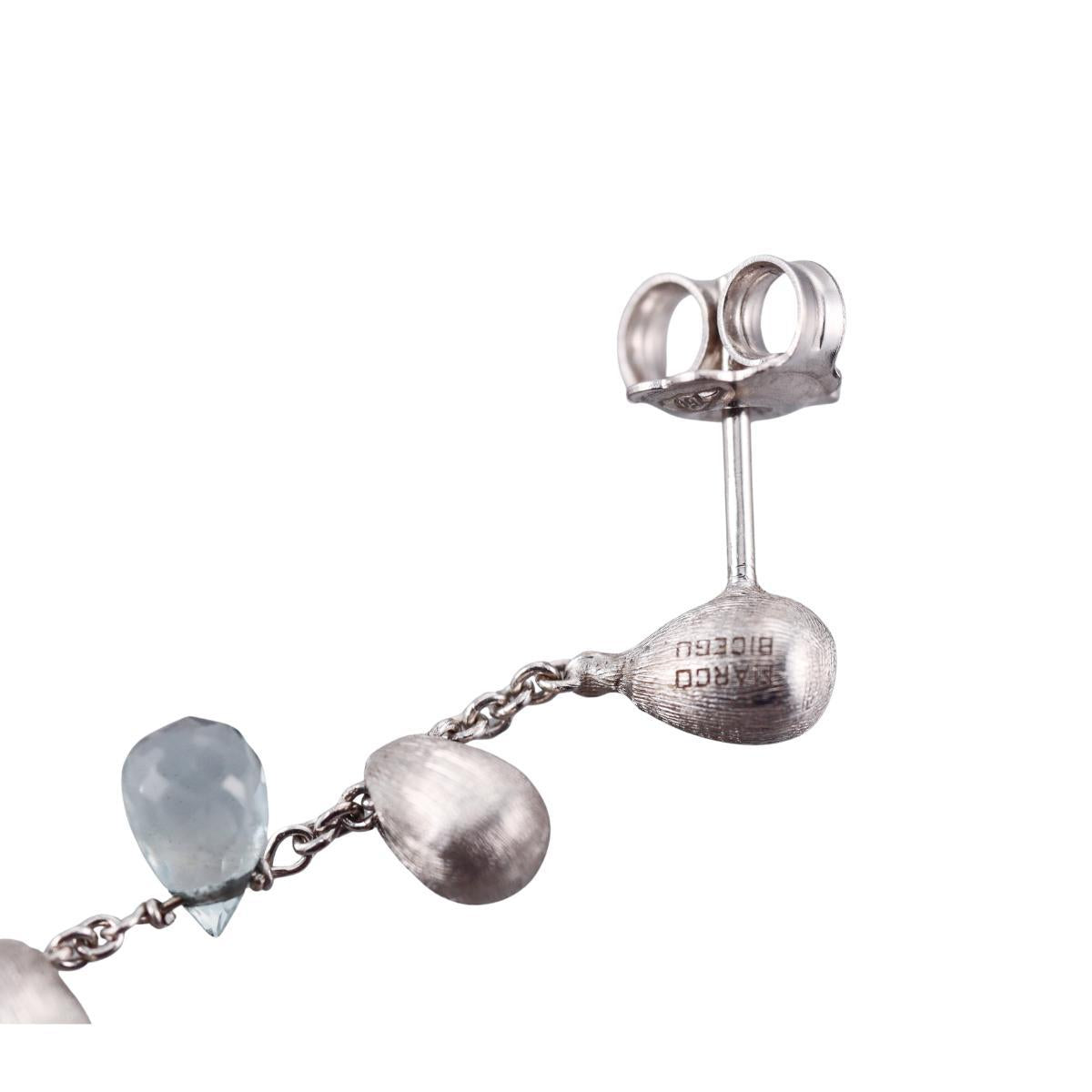 Marco Bicego Paradise Aquamarine Briolette 18k Gold Drop Earrings
