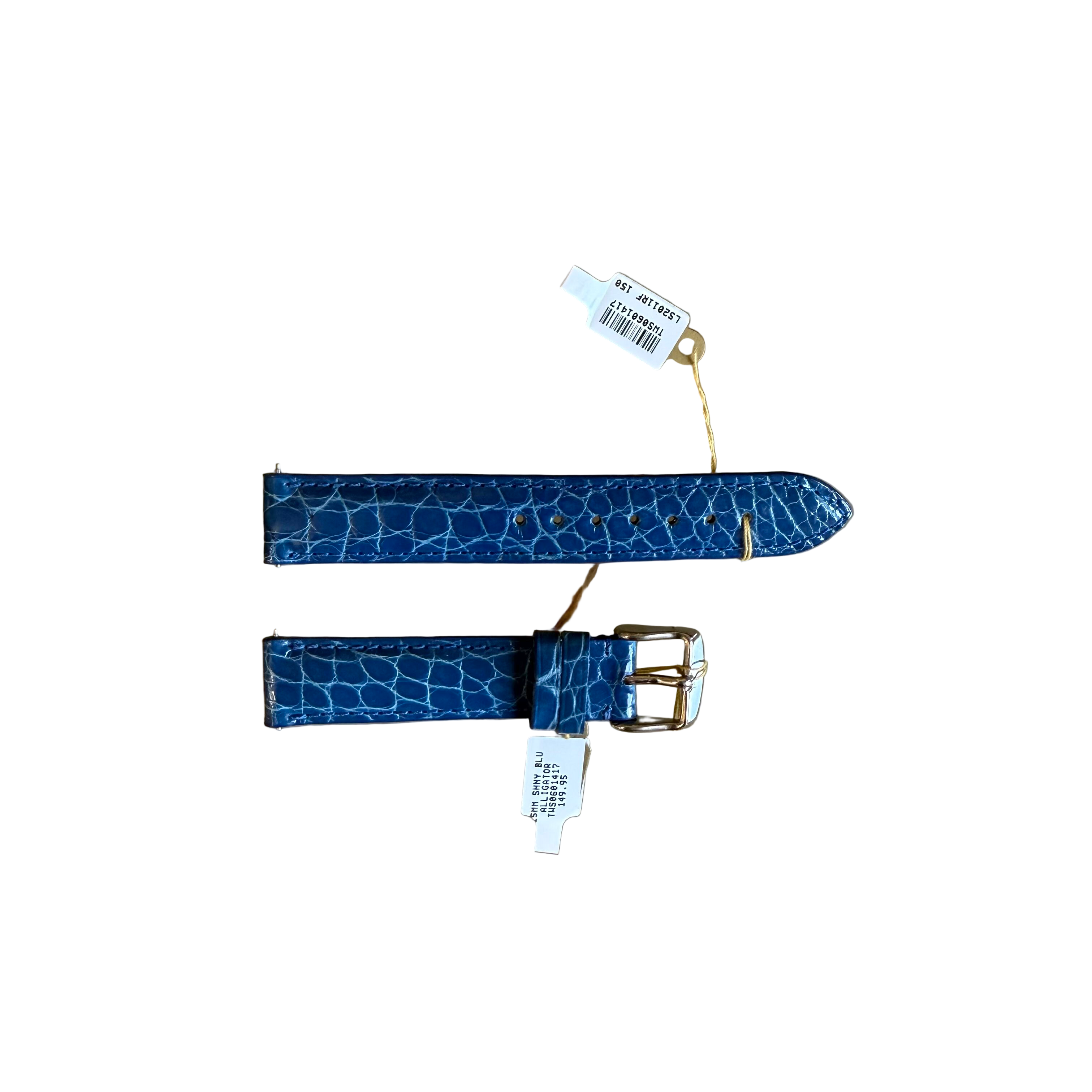 Genuine Alligator Blue Watch Strap Band 16mm Padded & Stitched w Buckle