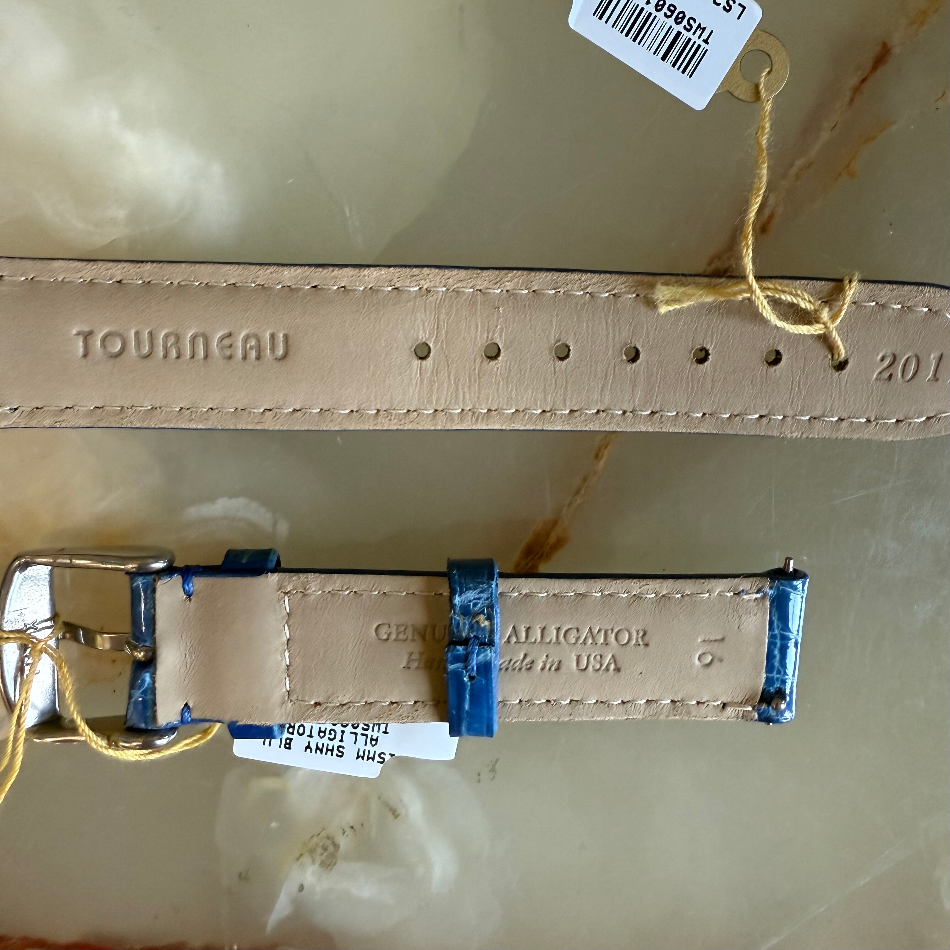 Genuine Alligator Blue Watch Strap Band 16mm Padded & Stitched w Buckle