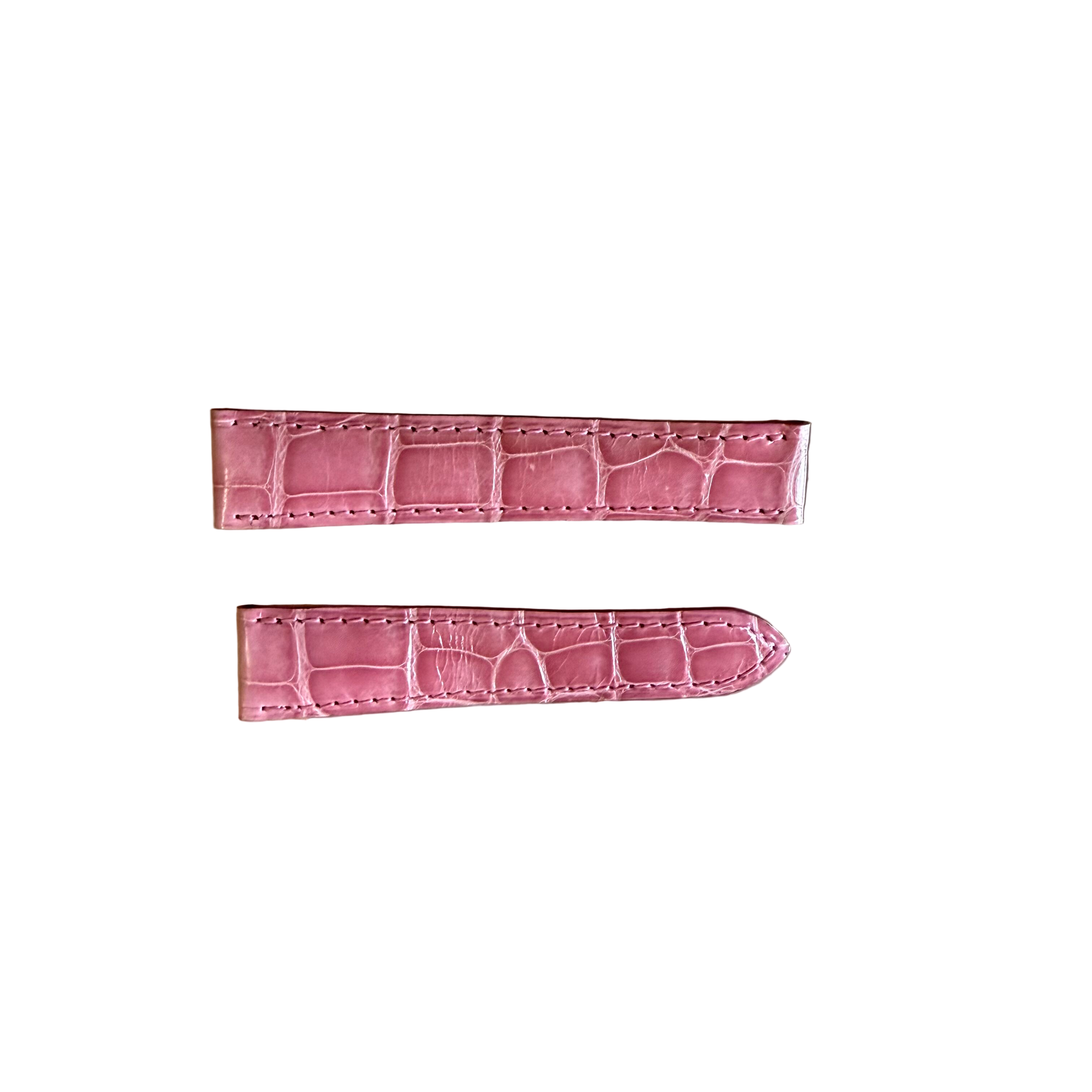 Genuine Alligator Pink Watch Strap Band 16mm Padded & Stitched