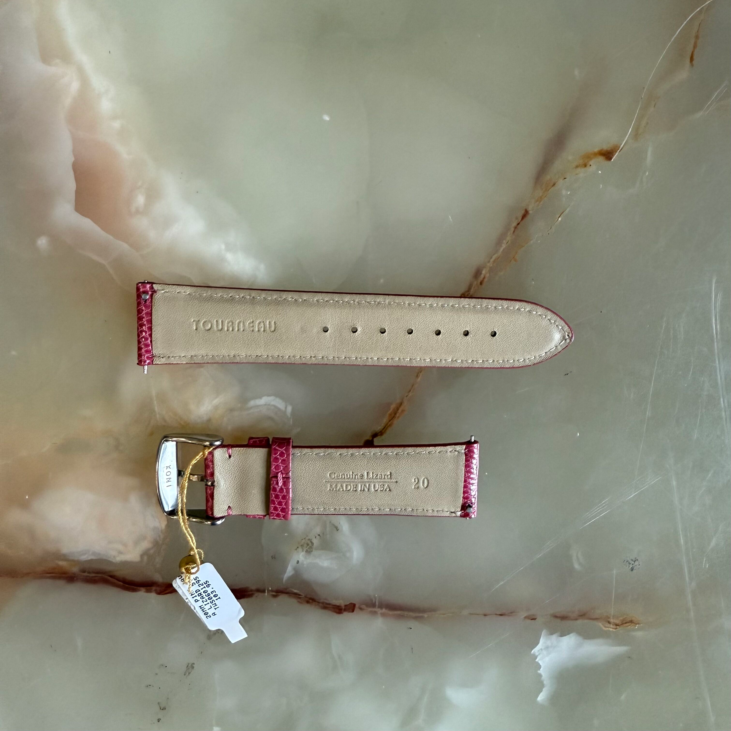 Genuine Alligator Pink Watch Strap Band 20mm Padded & Stitched w Buckle