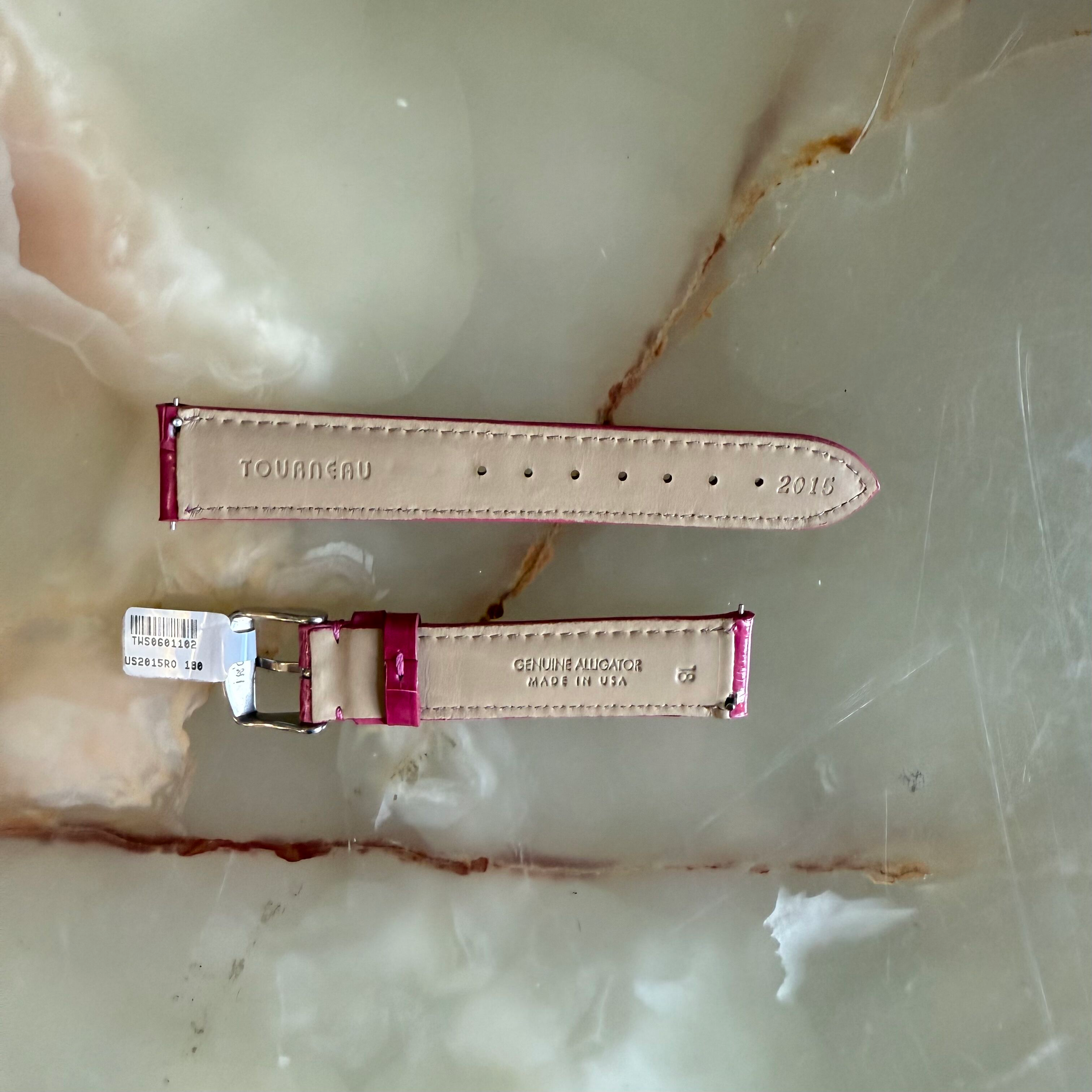 Genuine Alligator Pink Watch Strap Band 18mm Padded & Stitched w Buckle
