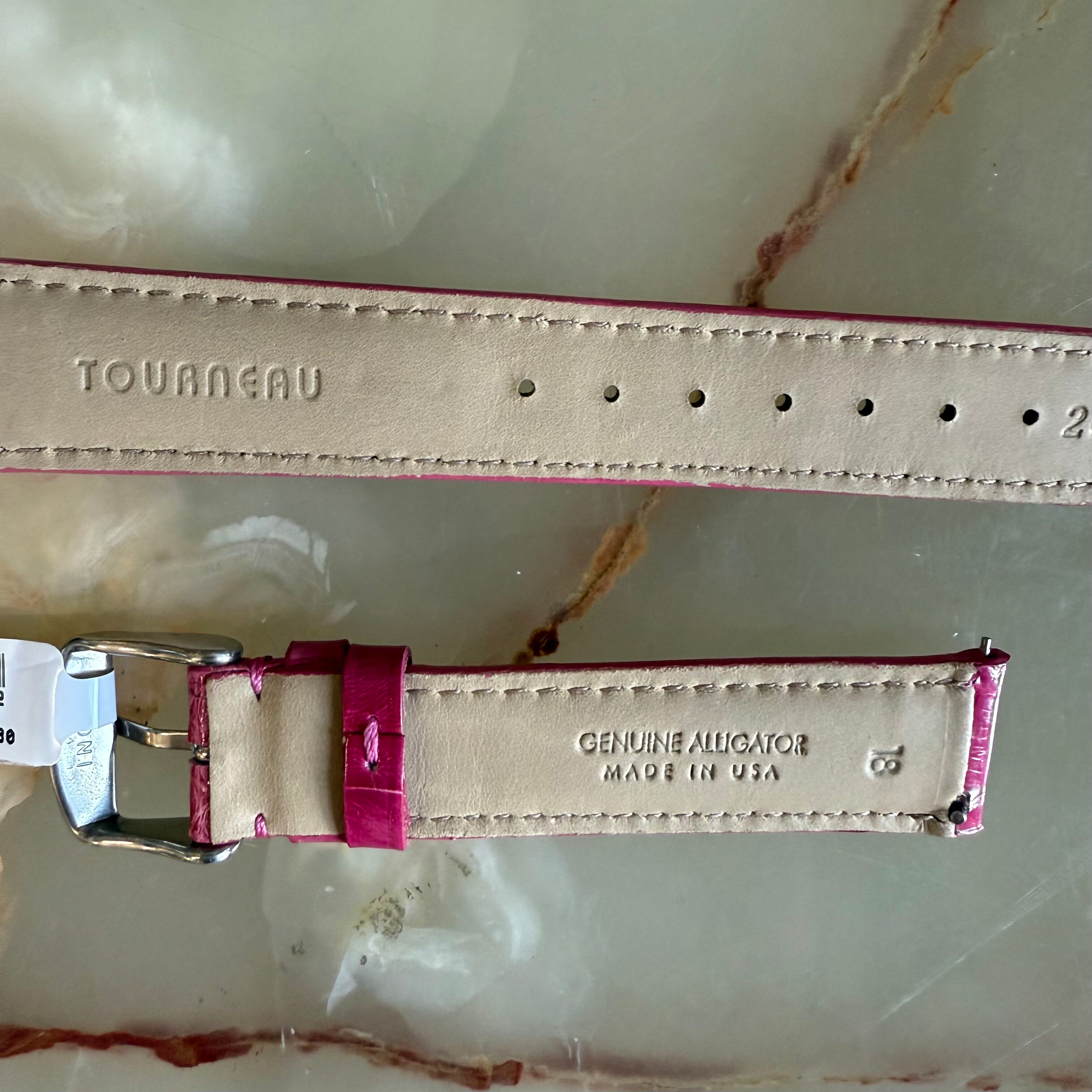 Genuine Alligator Pink Watch Strap Band 18mm Padded & Stitched w Buckle