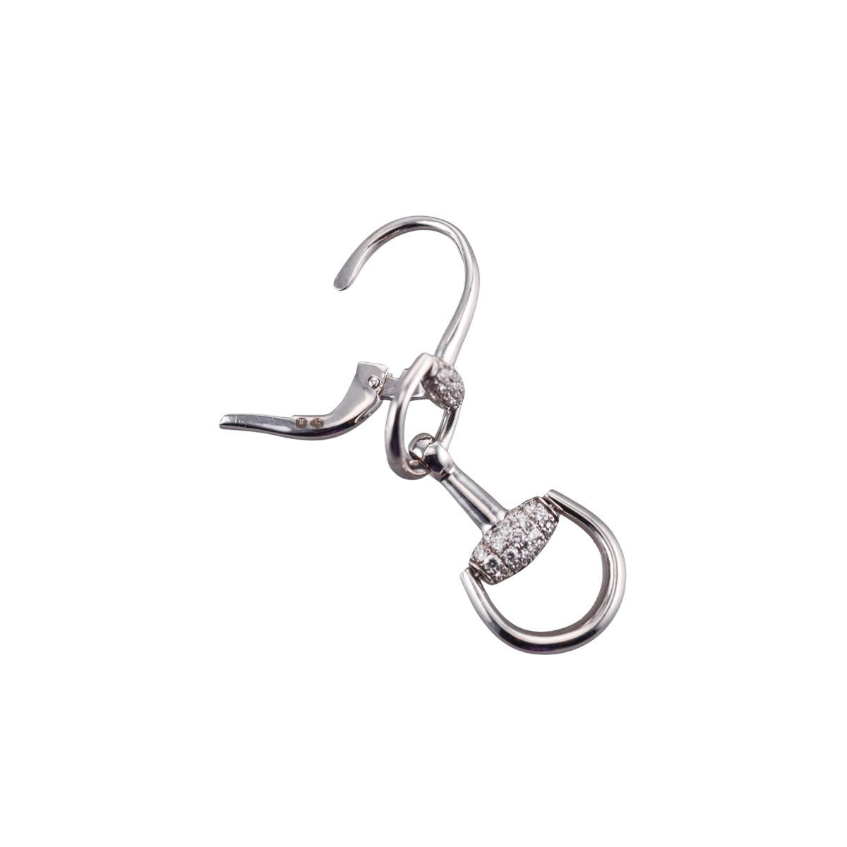 Gucci Horsebit 18K Gold Diamond Drop Earrings