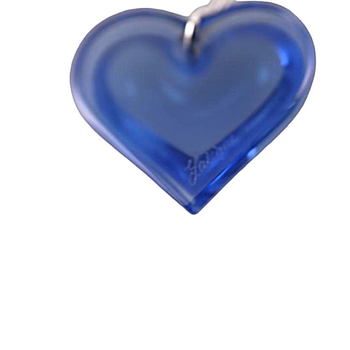 Lalique Amour Blue Crystal Sterling Silver Heart Drop Earrings 7765400