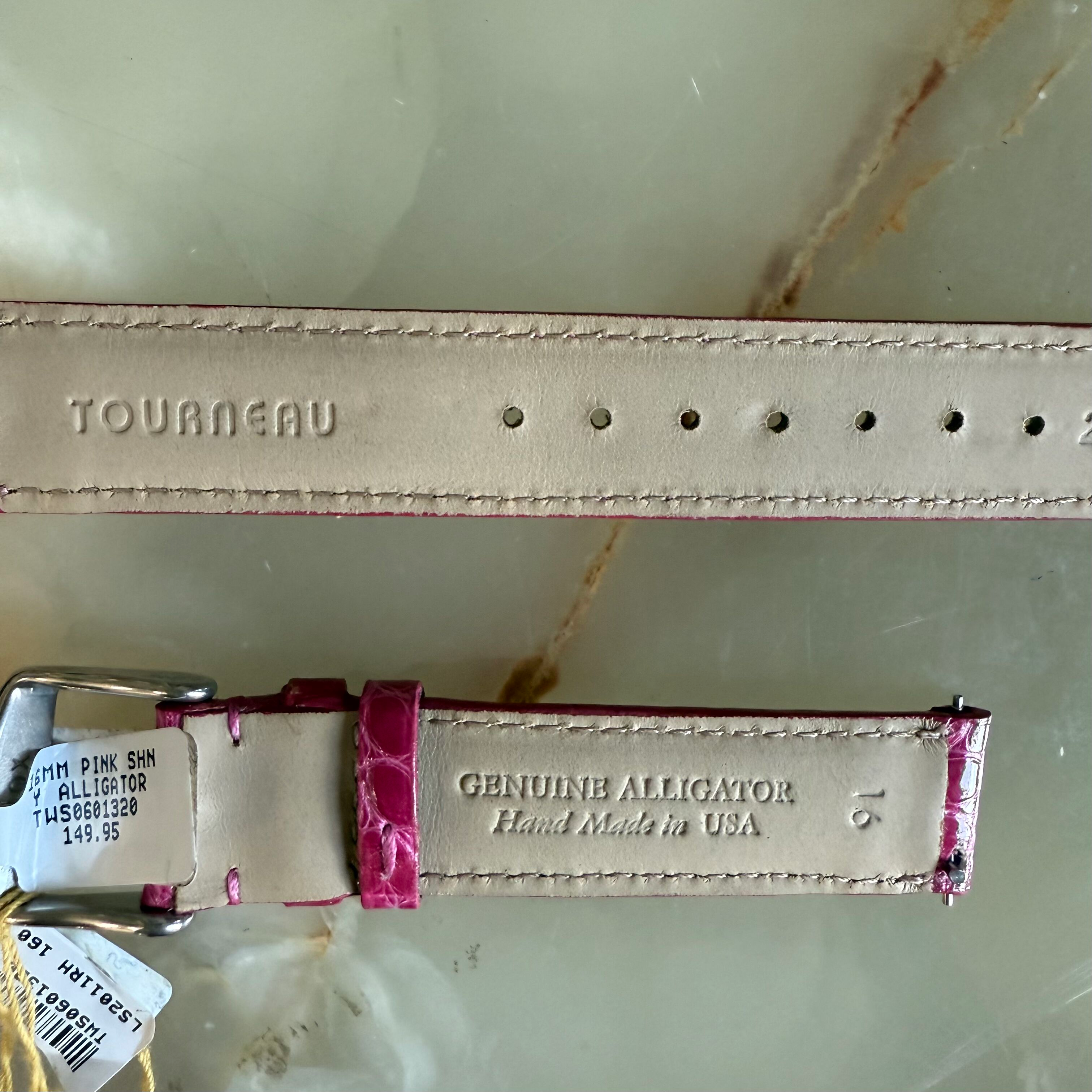 Genuine Alligator Pink Watch Strap Band 16mm Padded & Stitched w Buckle