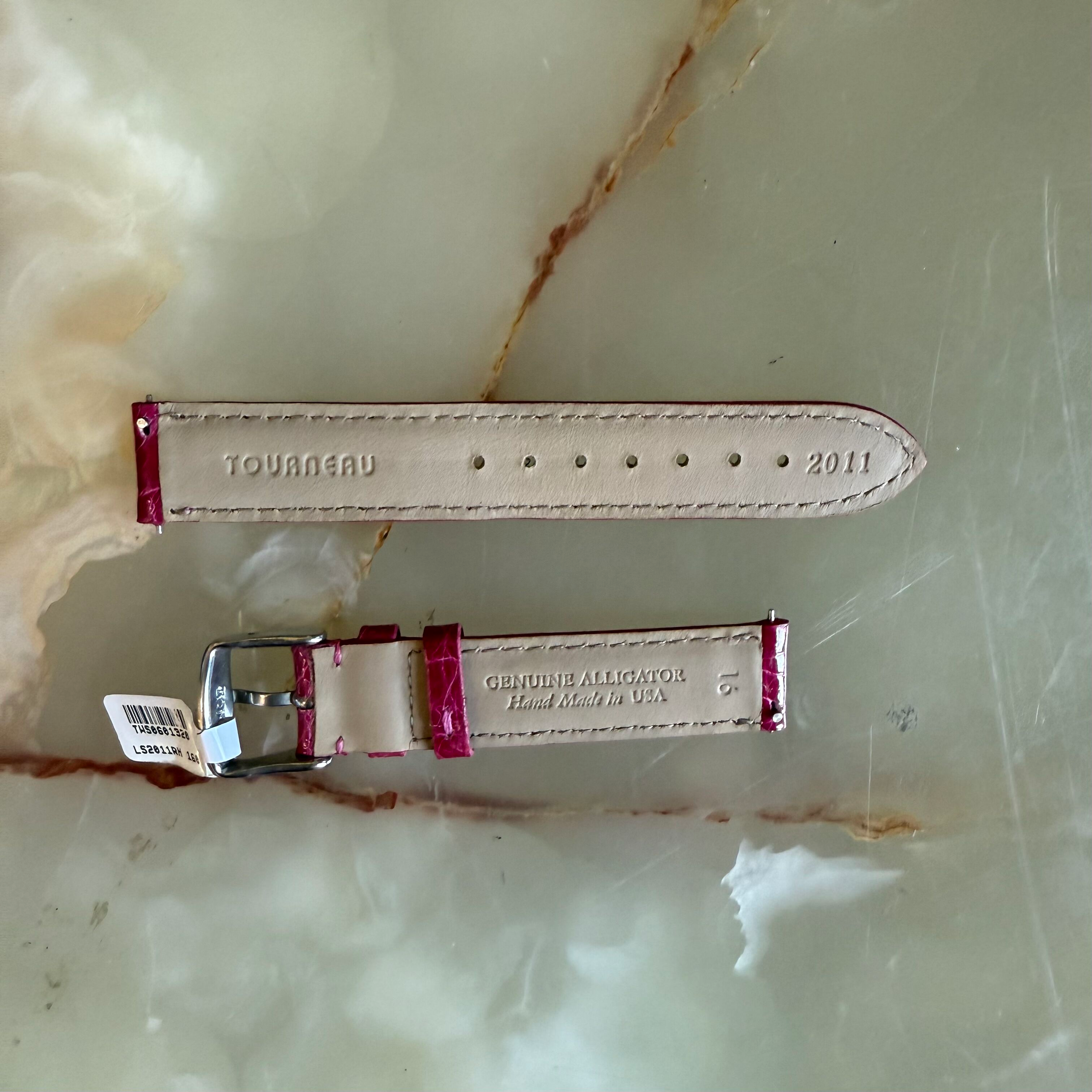Genuine Alligator Pink Watch Strap Band 16mm Padded & Stitched w Buckle