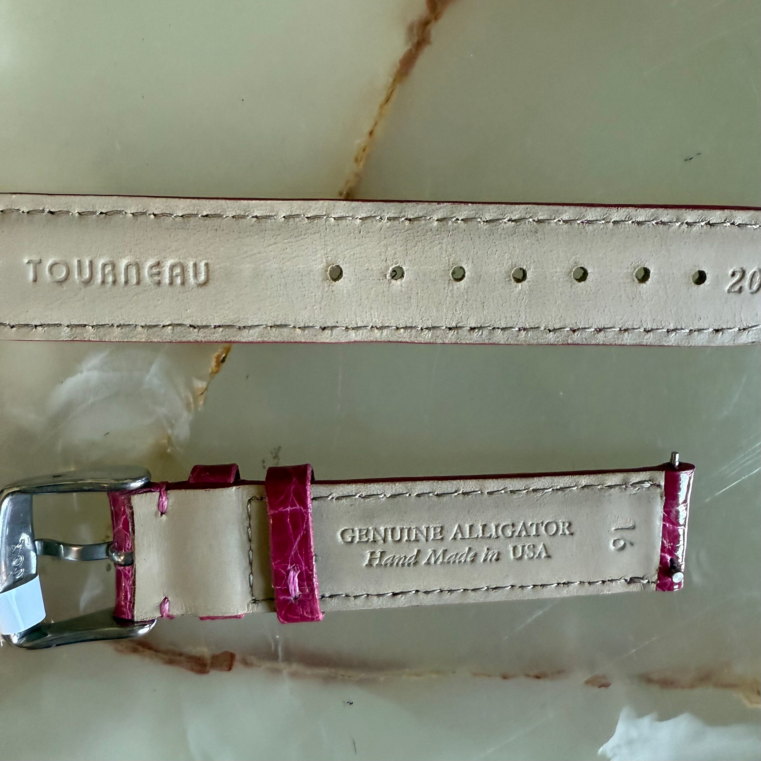 Genuine Alligator Pink Watch Strap Band 16mm Padded & Stitched w Buckle