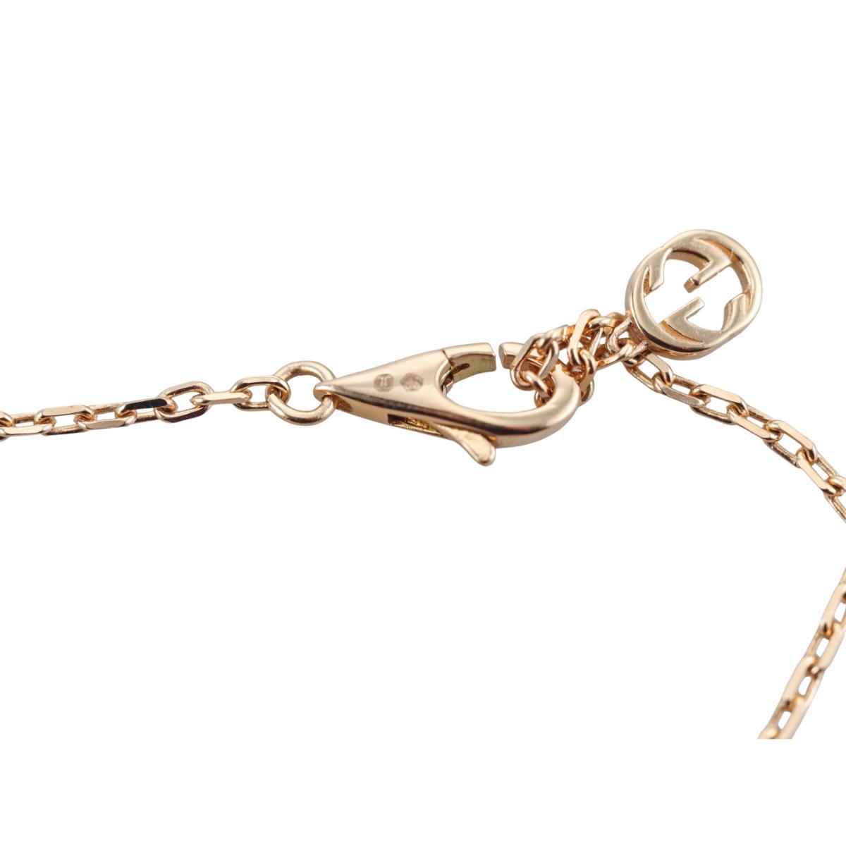 Gucci Interlocking G 18k Gold Diamond Onyx Pendant Chain Necklace