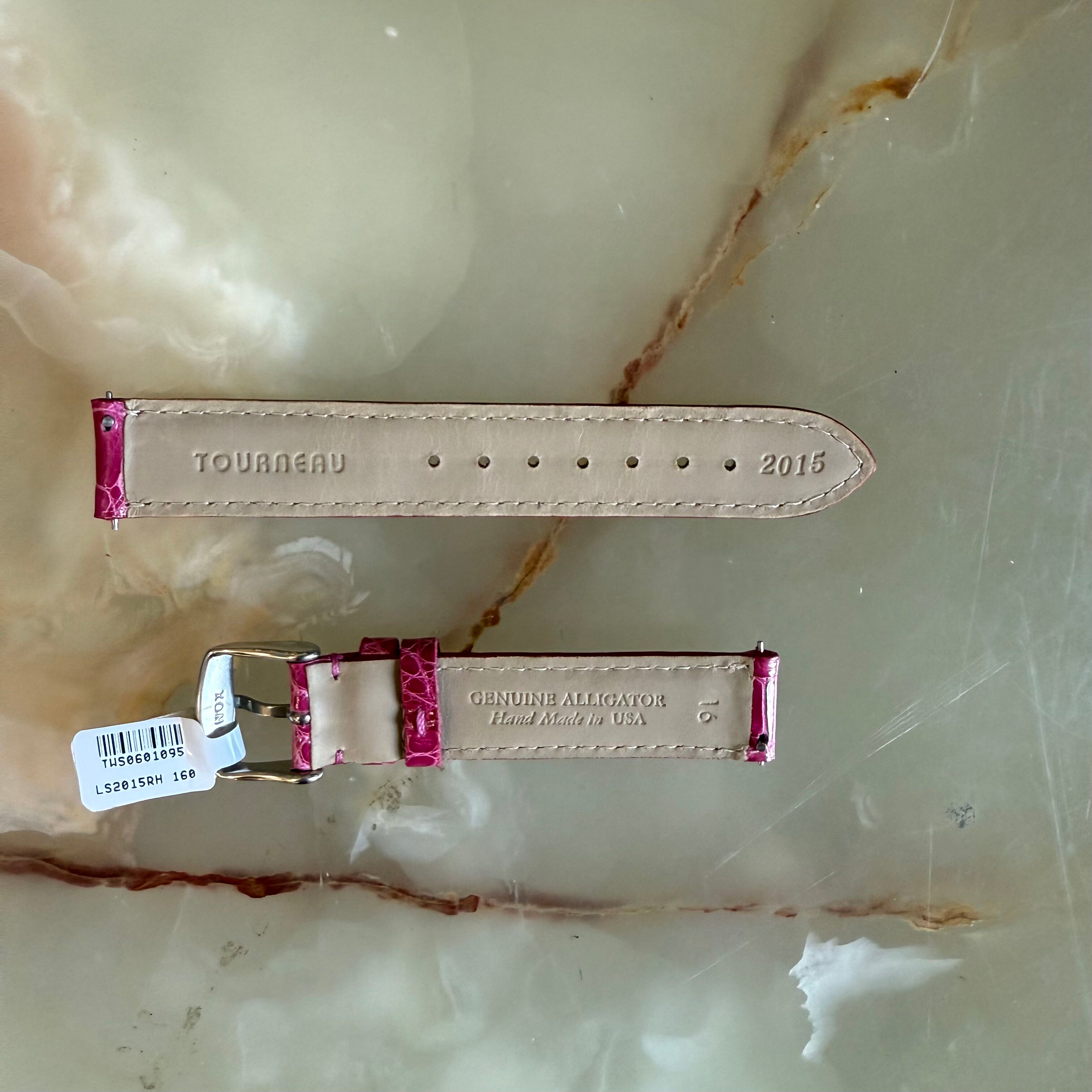 Genuine Alligator Pink Watch Strap Band 16mm Padded & Stitched w Buckle