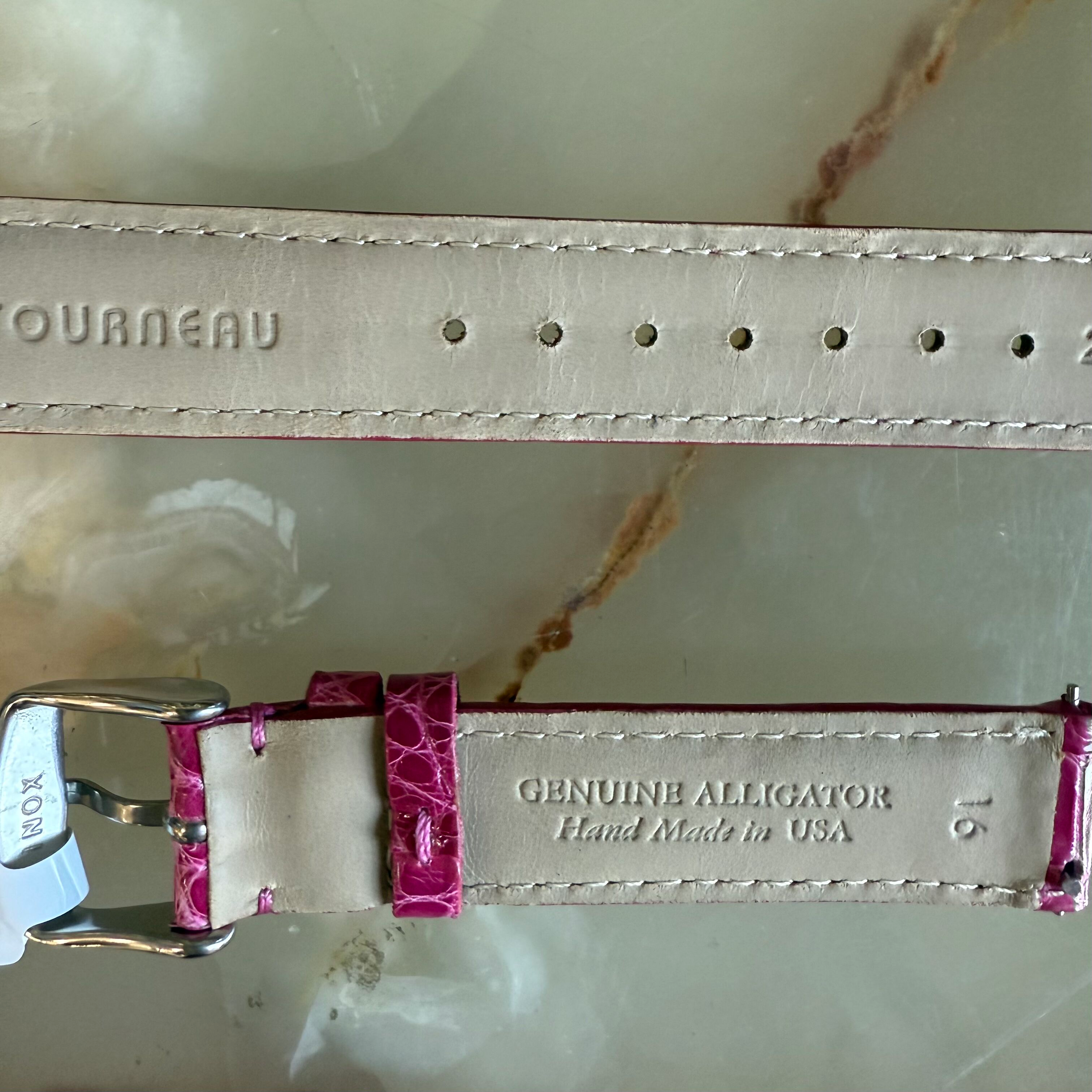 Genuine Alligator Pink Watch Strap Band 16mm Padded & Stitched w Buckle