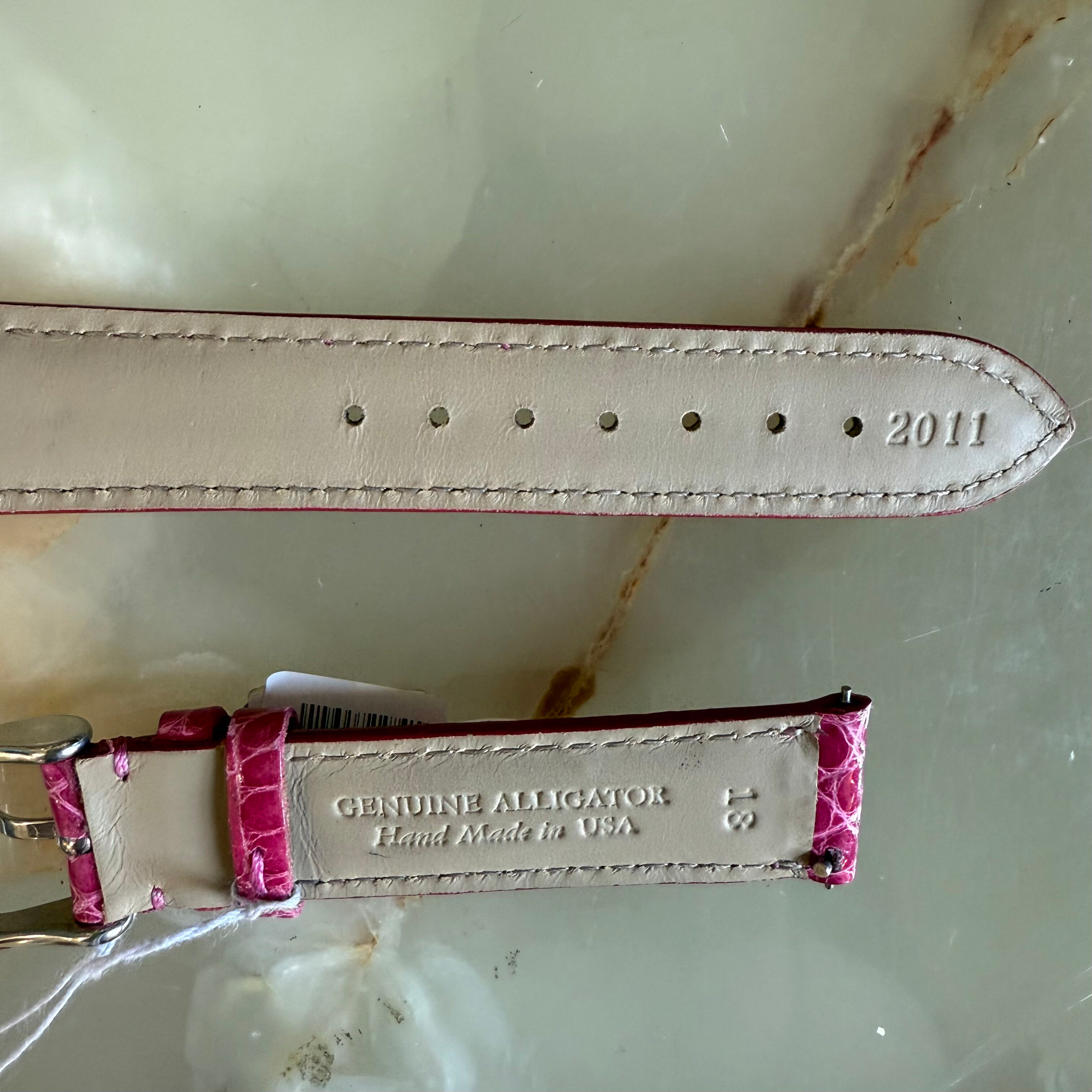 Genuine Alligator Pink Watch Strap Band 18mm Padded & Stitched w Buckle