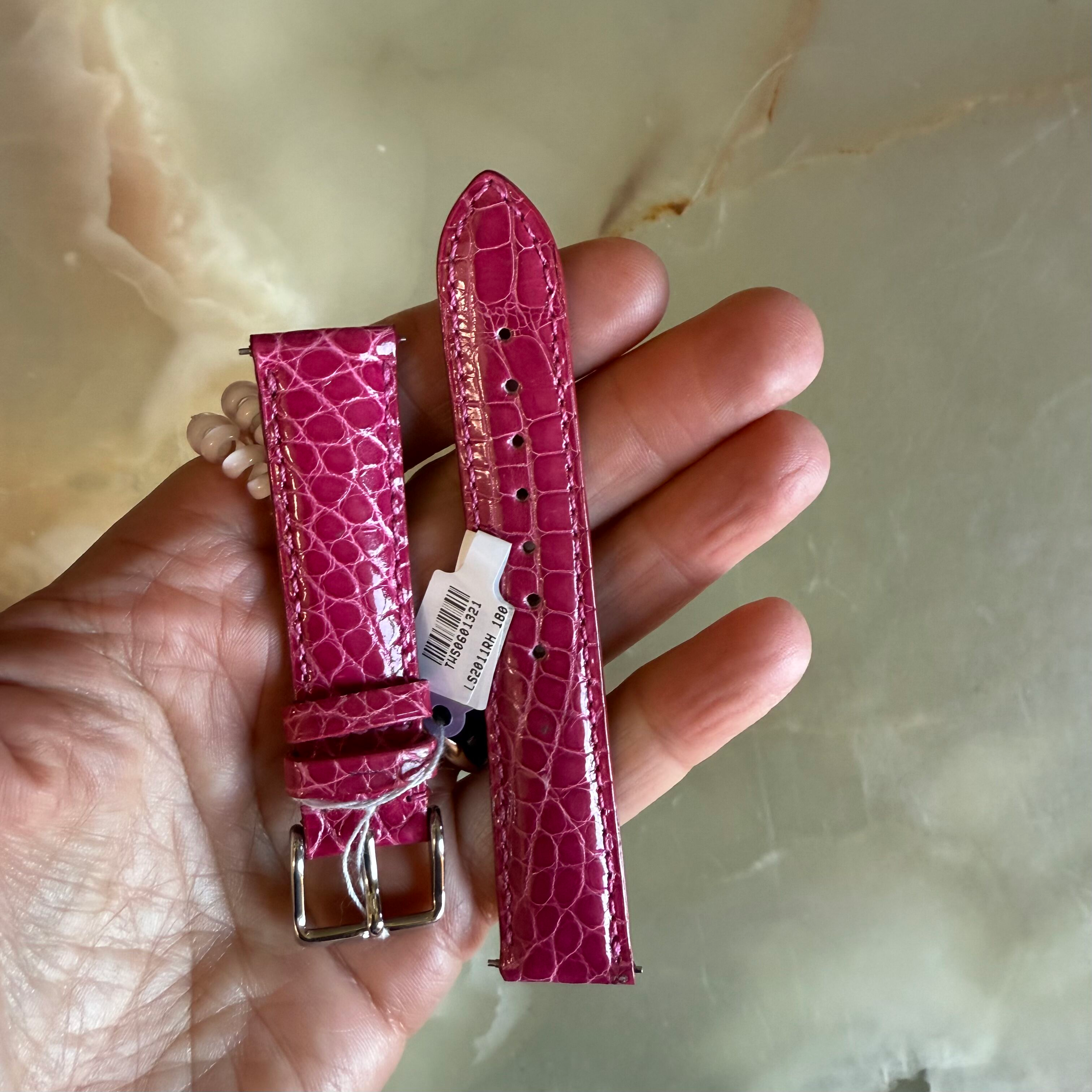 Genuine Alligator Pink Watch Strap Band 18mm Padded & Stitched w Buckle