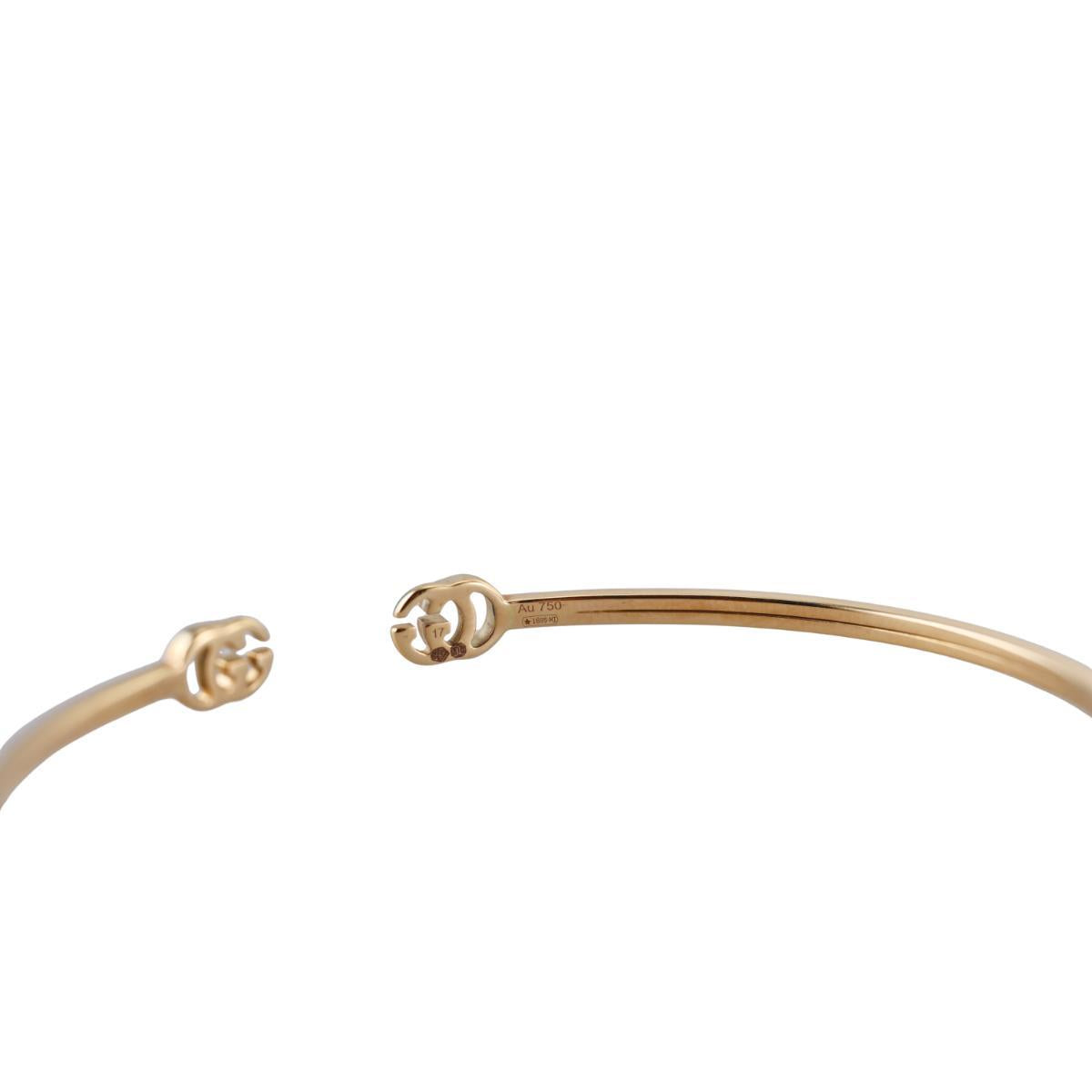 Gucci Running GG 18K Gold Bangle Bracelet Size 17