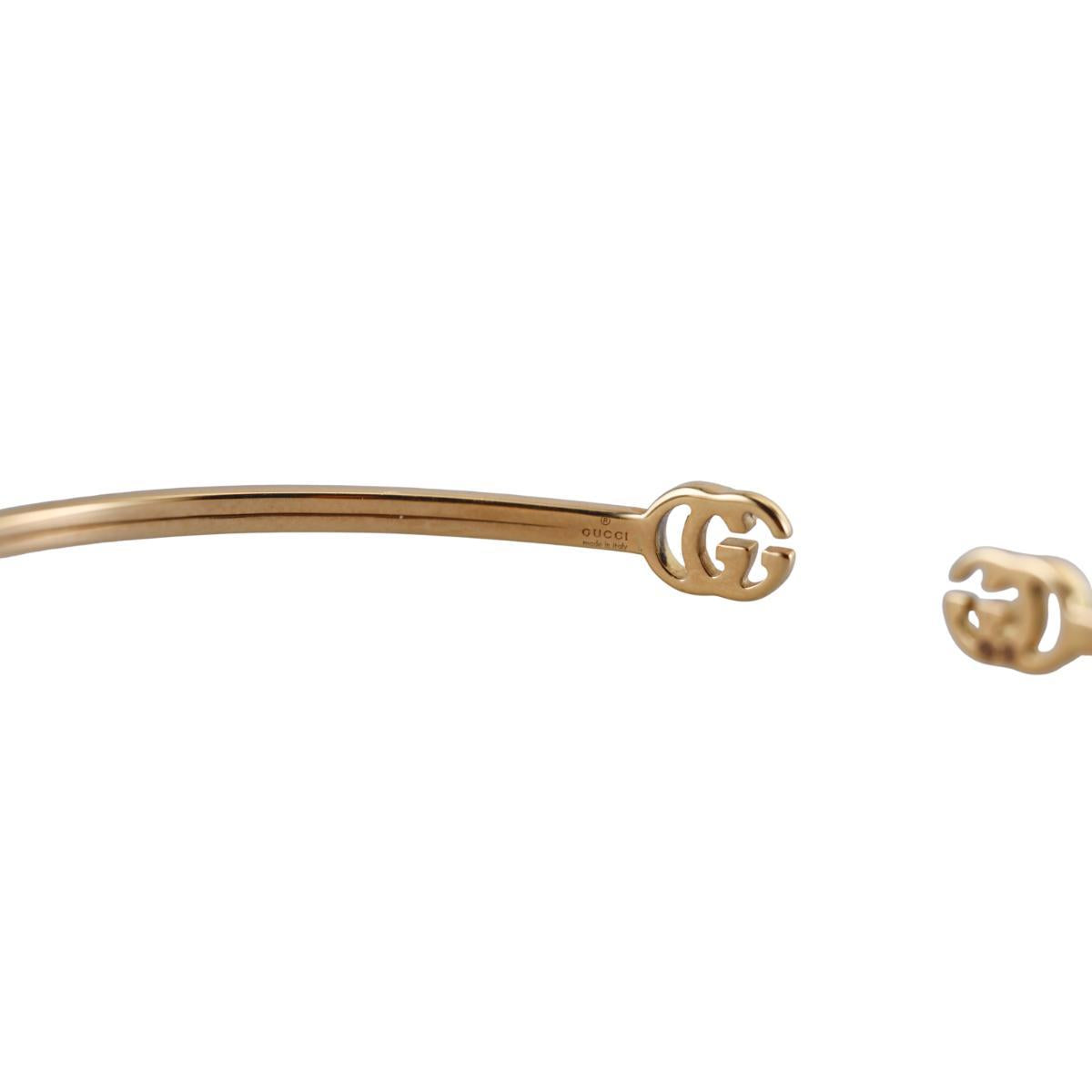 Gucci Running GG 18K Gold Bangle Bracelet Size 17