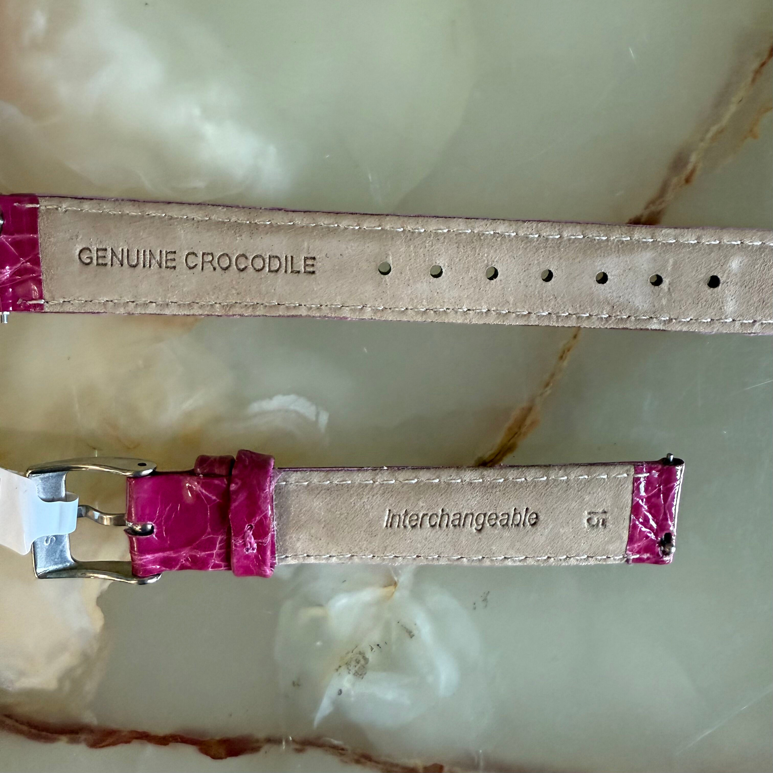 Genuine Crocodile Pink Watch Strap Band 15mm Padded & Stitched w Buckle