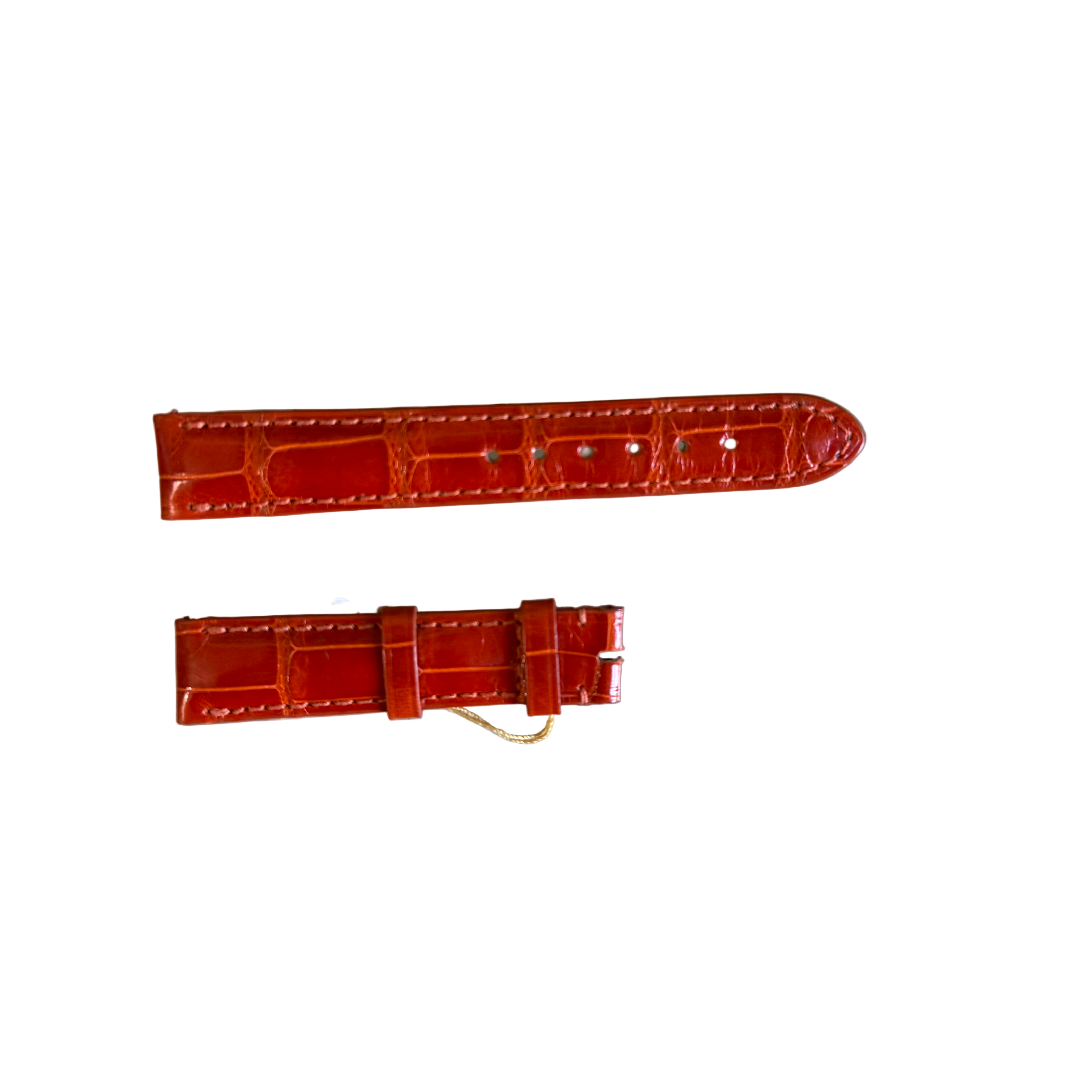 Genuine Alligator Orange Watch Strap Band 15mm Padded & Stitched