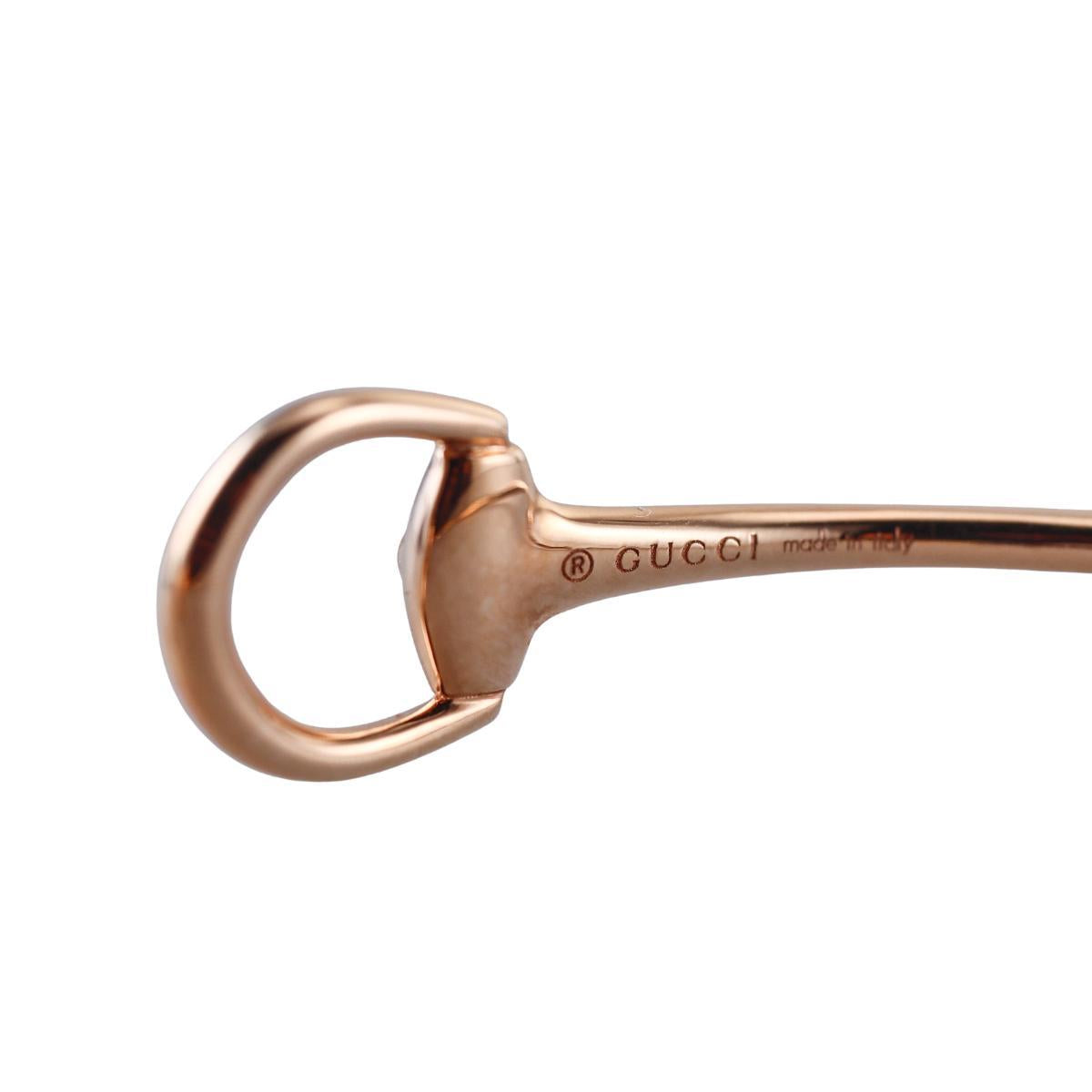 Gucci Horsebit Mini 18K Gold Diamond Bangle Bracelet Size 16