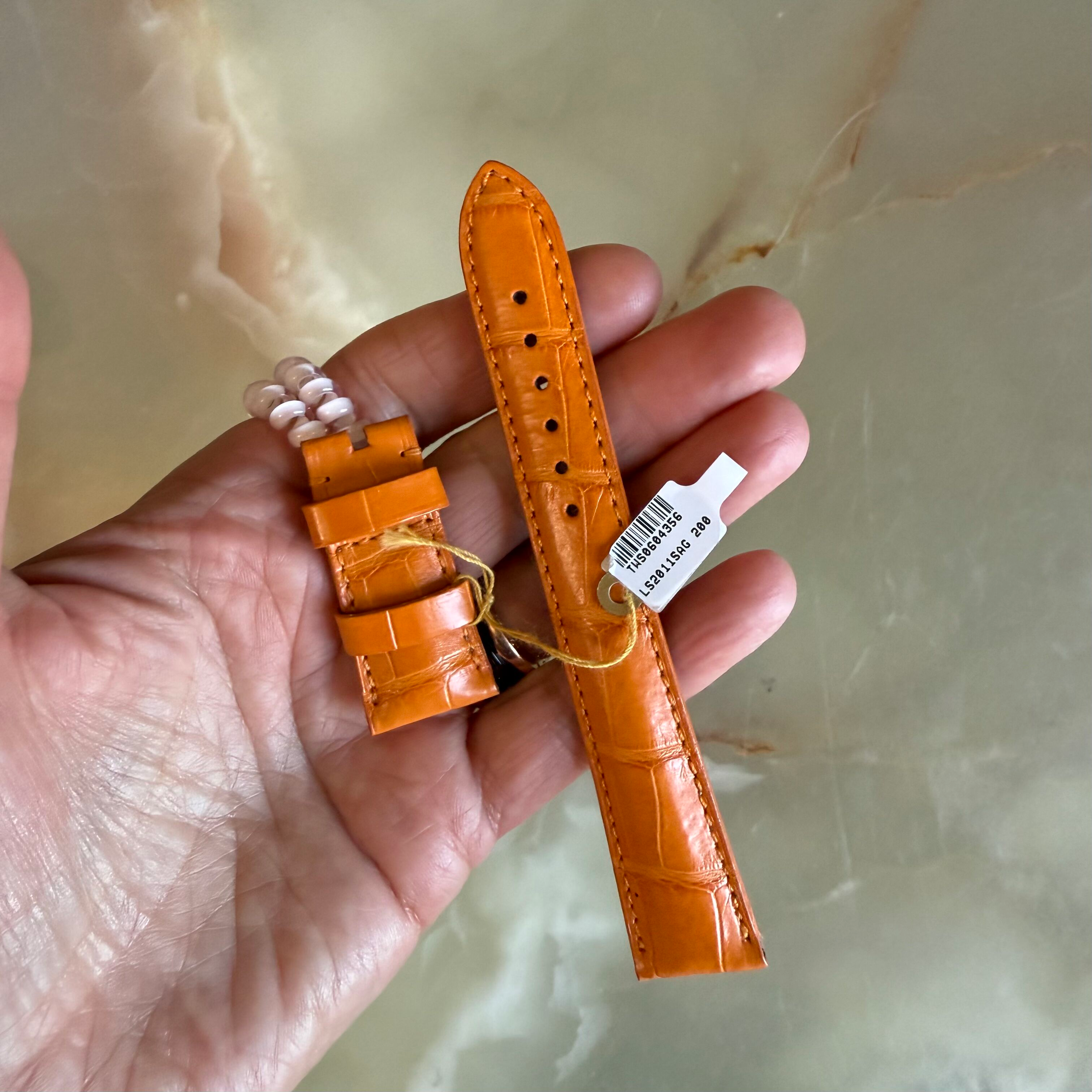 Genuine Alligator Orange Watch Strap Band 20mm Padded & Stitched