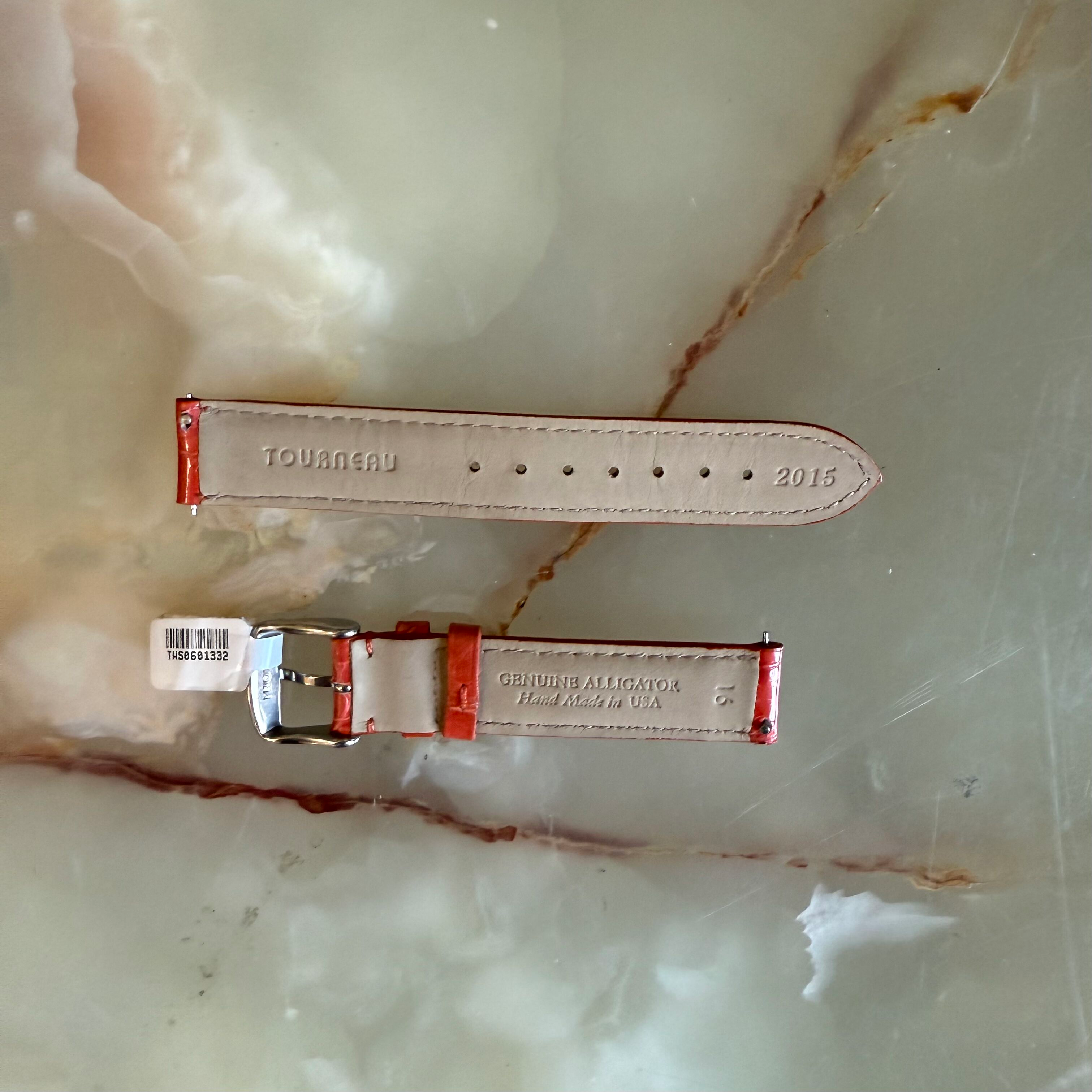 Genuine Alligator Orange Watch Strap Band 16mm Padded & Stitched w Buckle