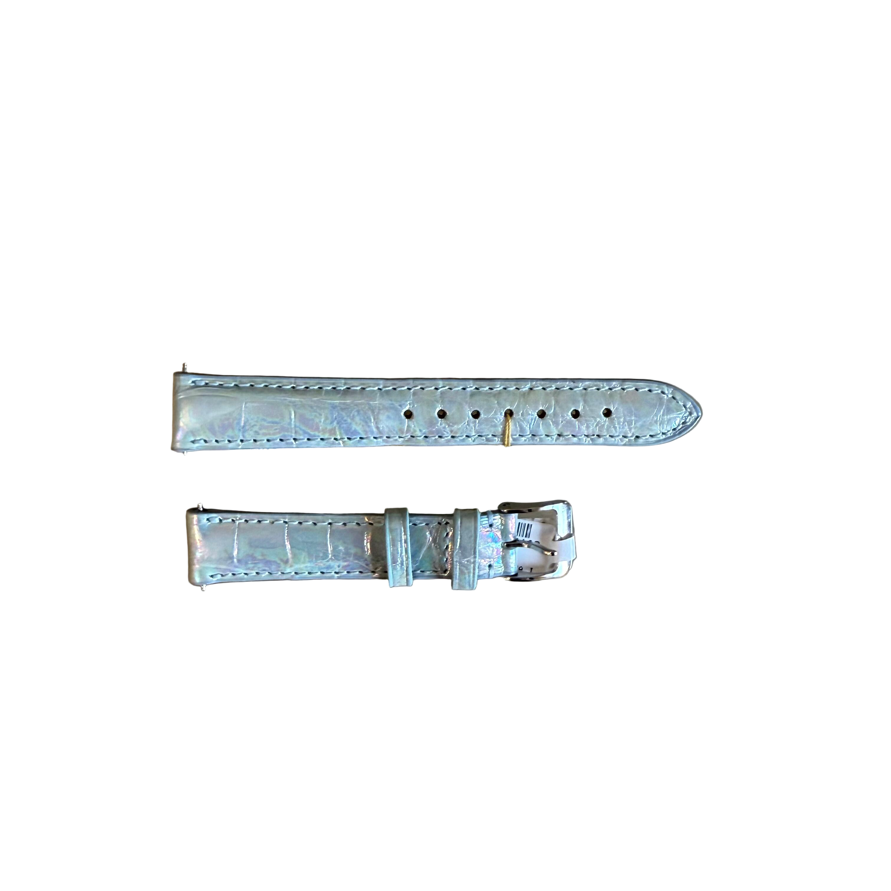 Genuine Alligator Pearly Blue Watch Strap Band 16mm Padded & Stitched w Buckle