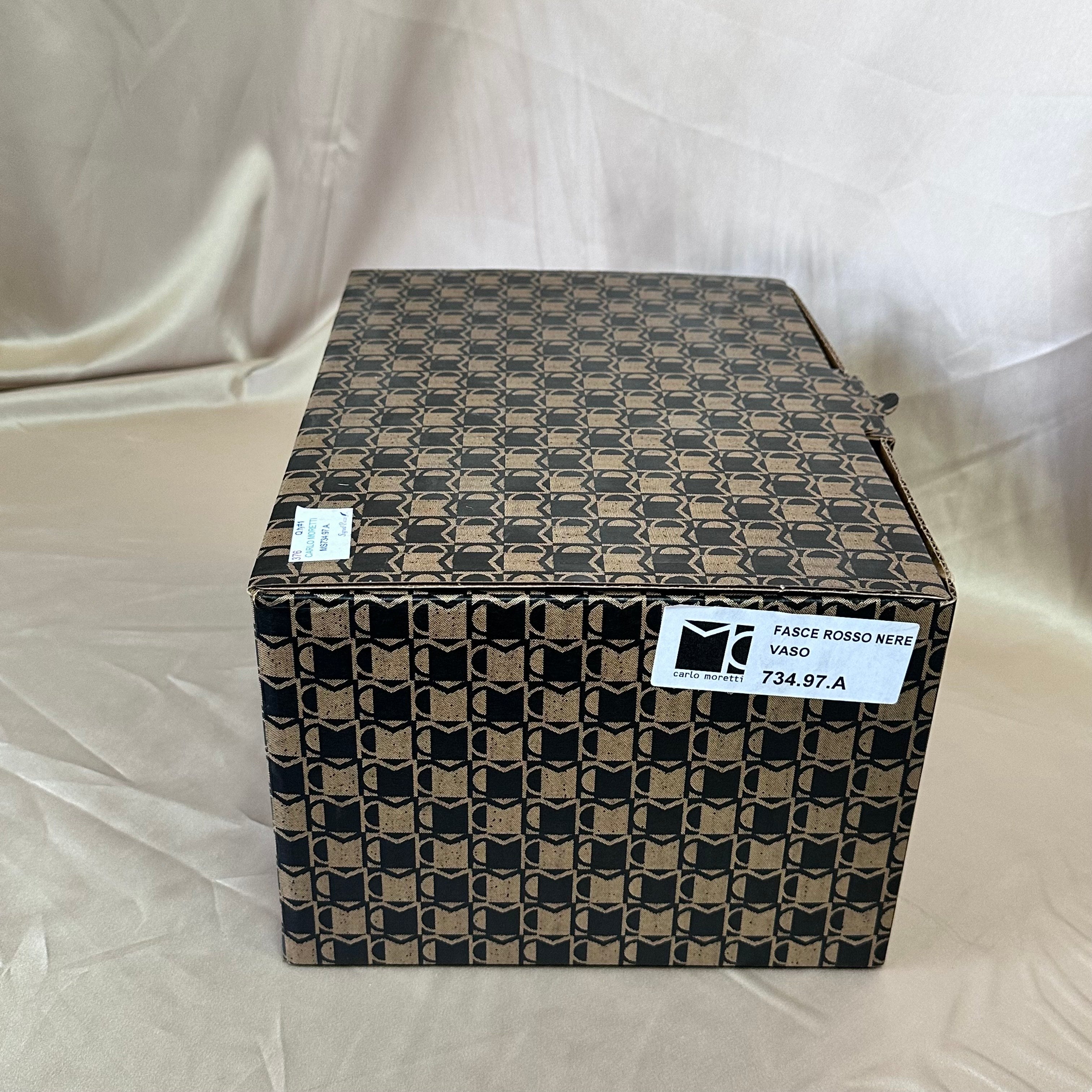 Carlo Moretti Red and Black Waves Ovale Vase