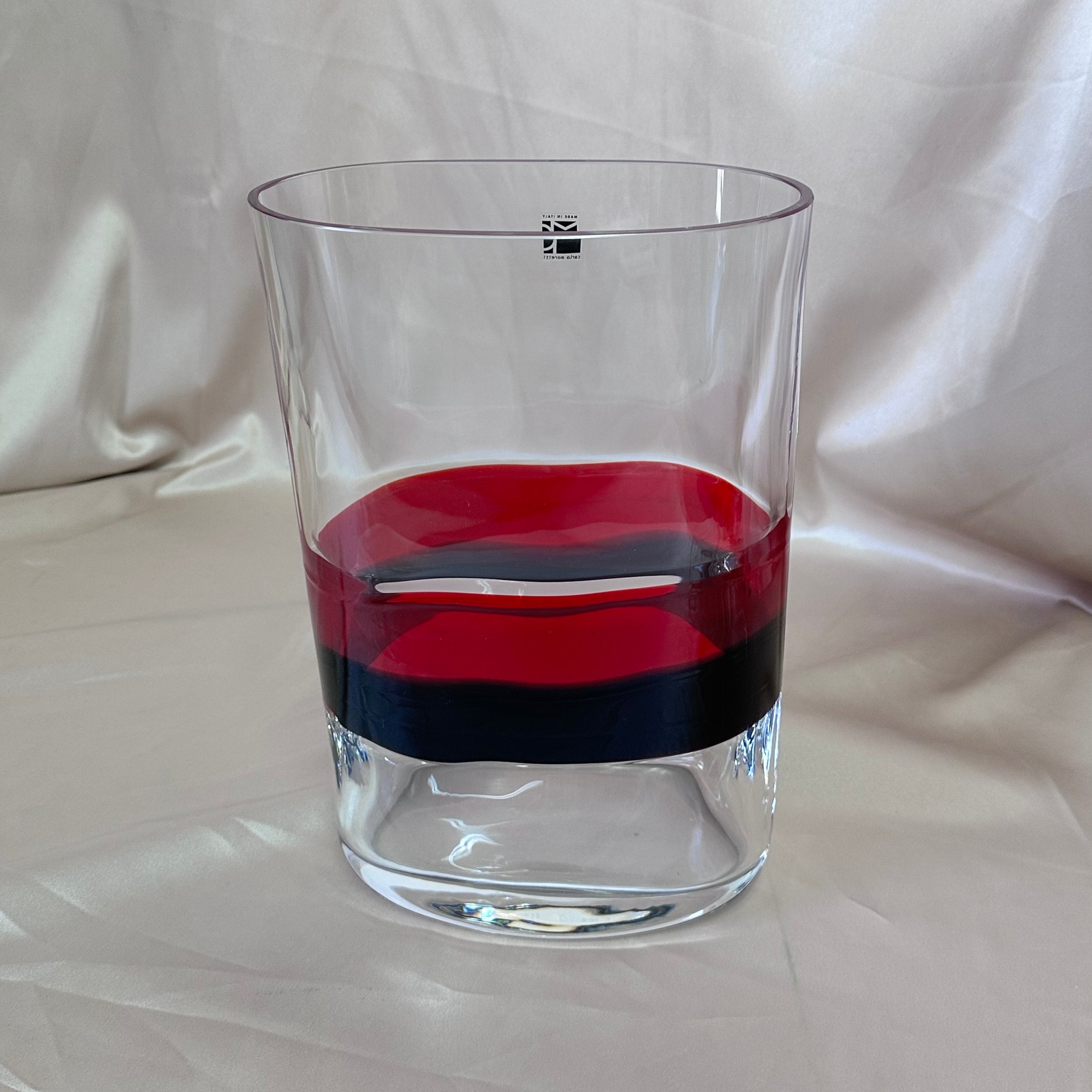 Carlo Moretti Red and Black Waves Ovale Vase