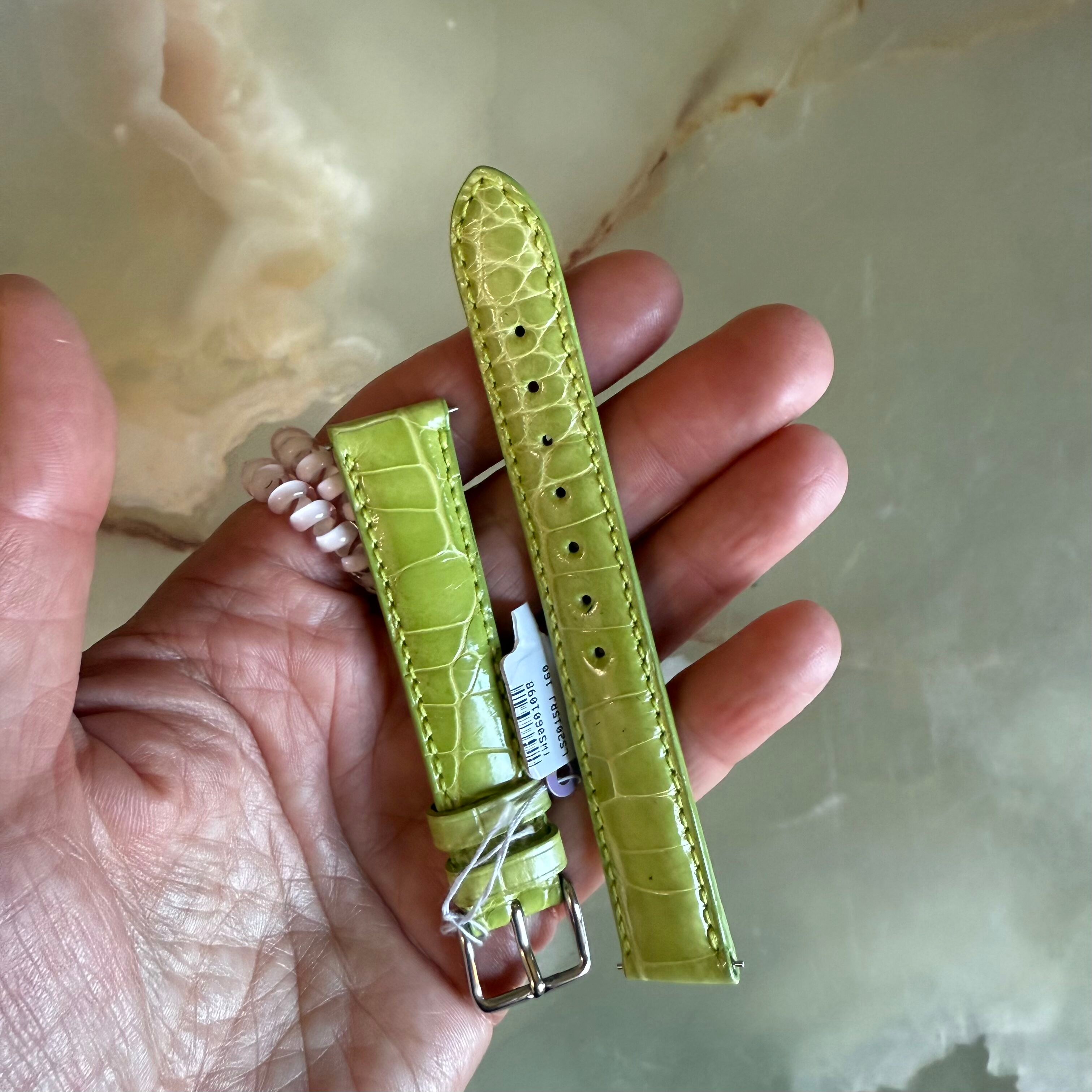 Genuine Alligator Green Watch Strap Band 16mm Padded & Stitched w Buckle