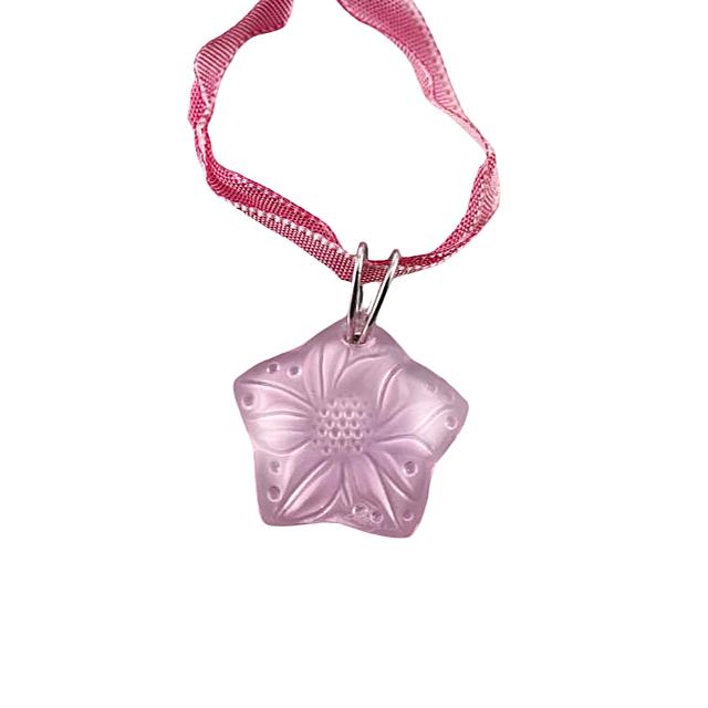 Lalique Carambola Pink Crystal Cord Pendant Necklace 6740200