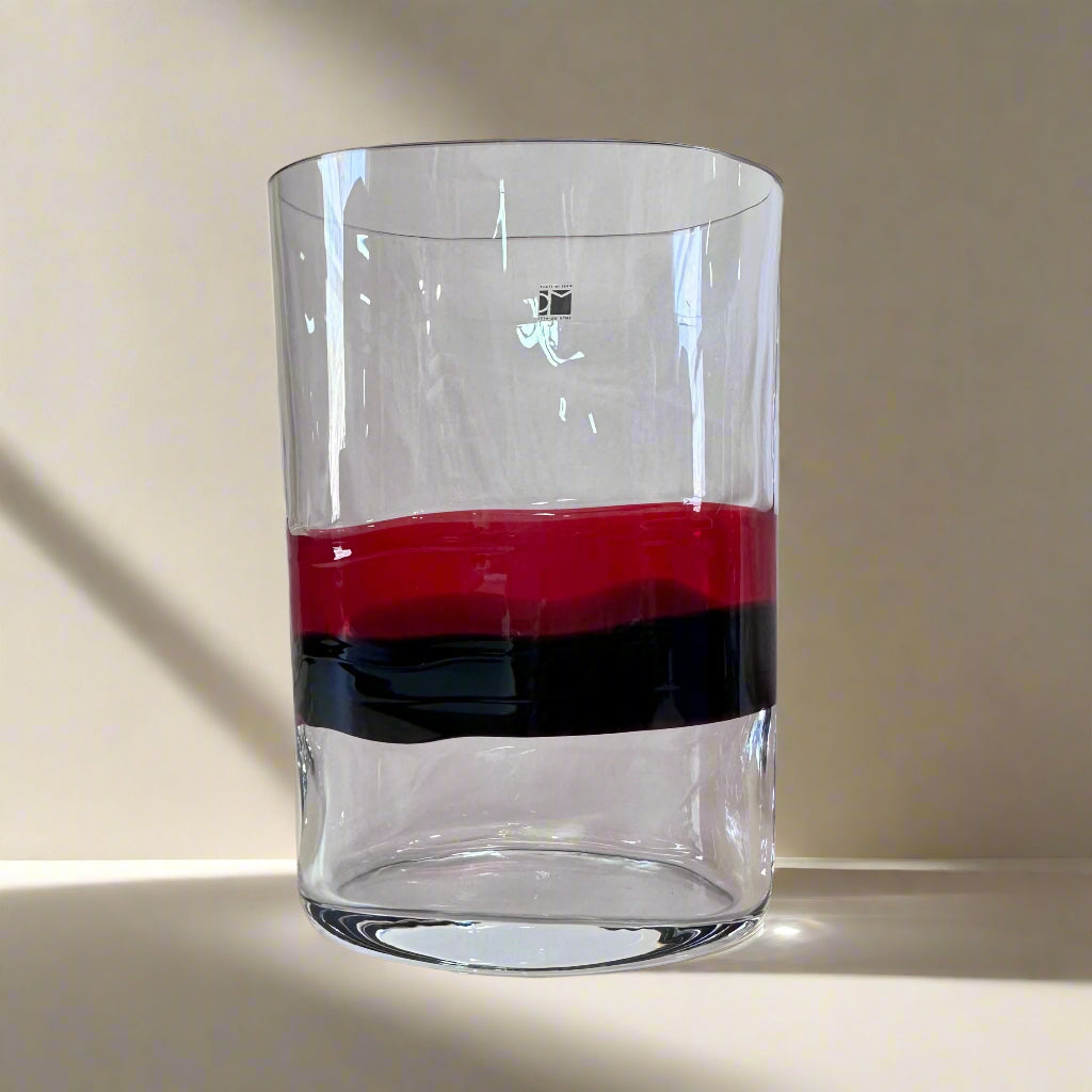 Carlo Moretti Red and Black Waves Ovale Vase