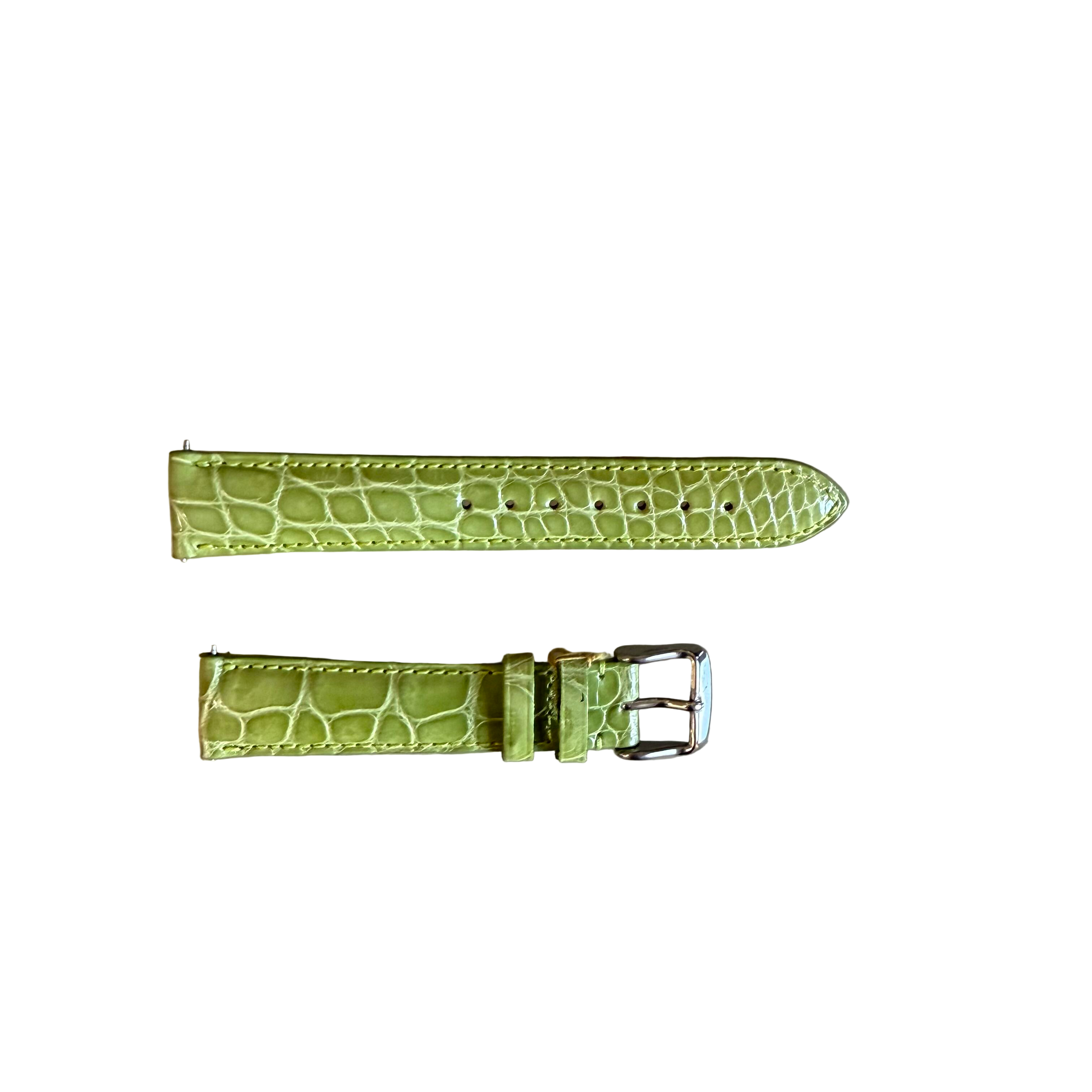 Genuine Alligator Green Watch Strap Band 18mm Padded & Stitched w Buckle
