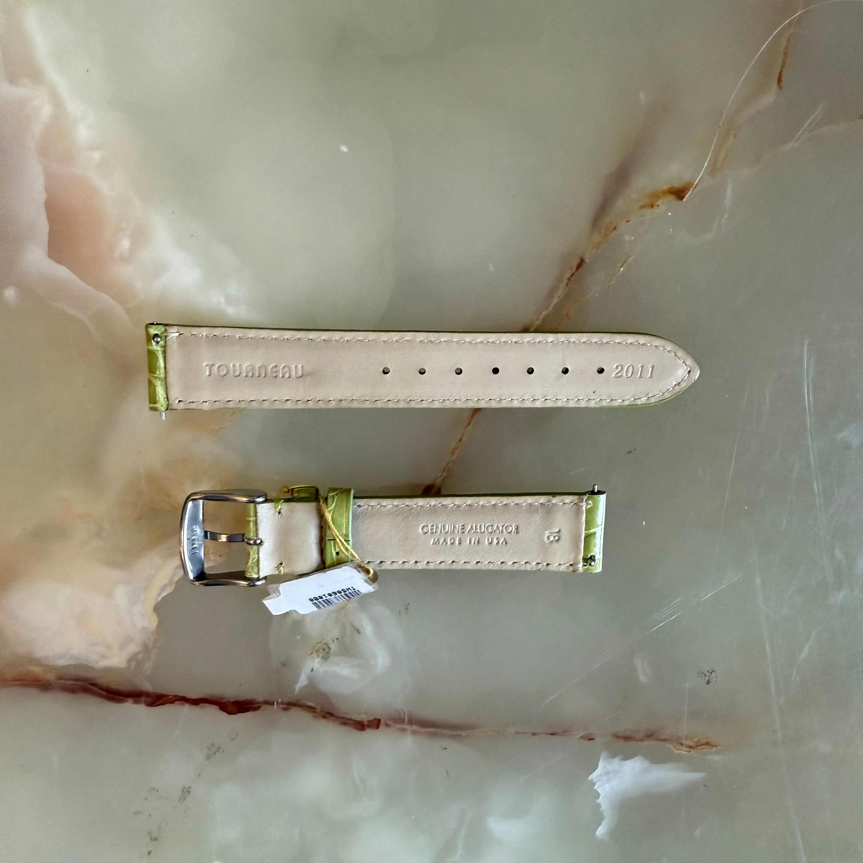 Genuine Alligator Green Watch Strap Band 18mm Padded & Stitched w Buckle