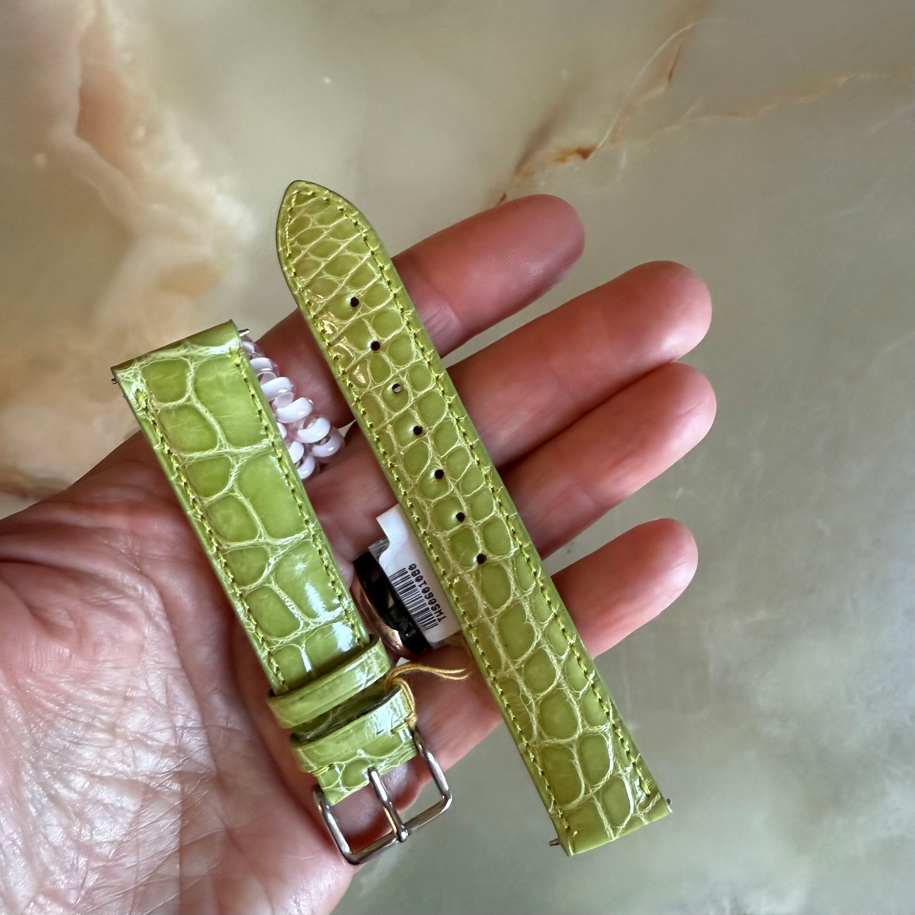 Genuine Alligator Green Watch Strap Band 18mm Padded & Stitched w Buckle
