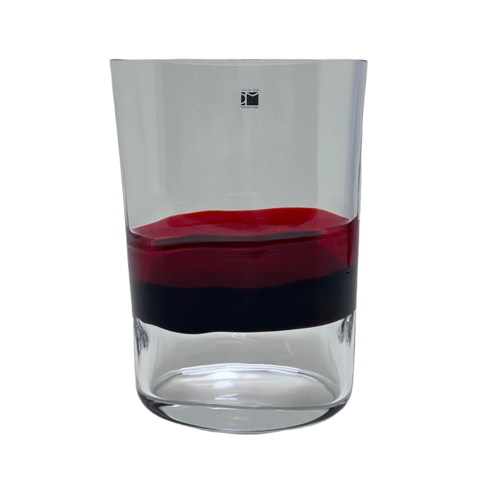 Carlo Moretti Red and Black Waves Ovale Vase